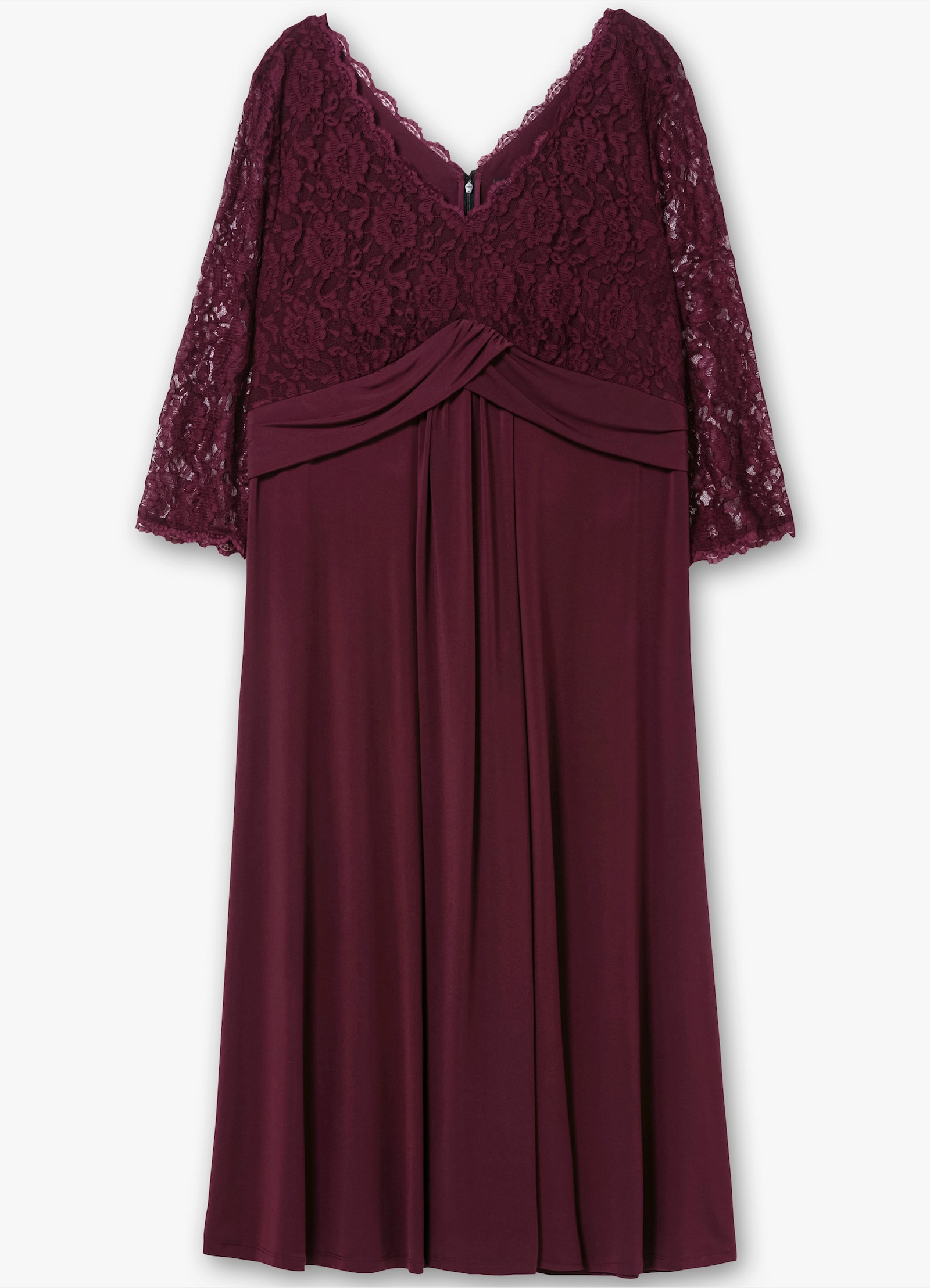 sheego Robe de soirée avec haut en dentelle florale - lie-de-vin