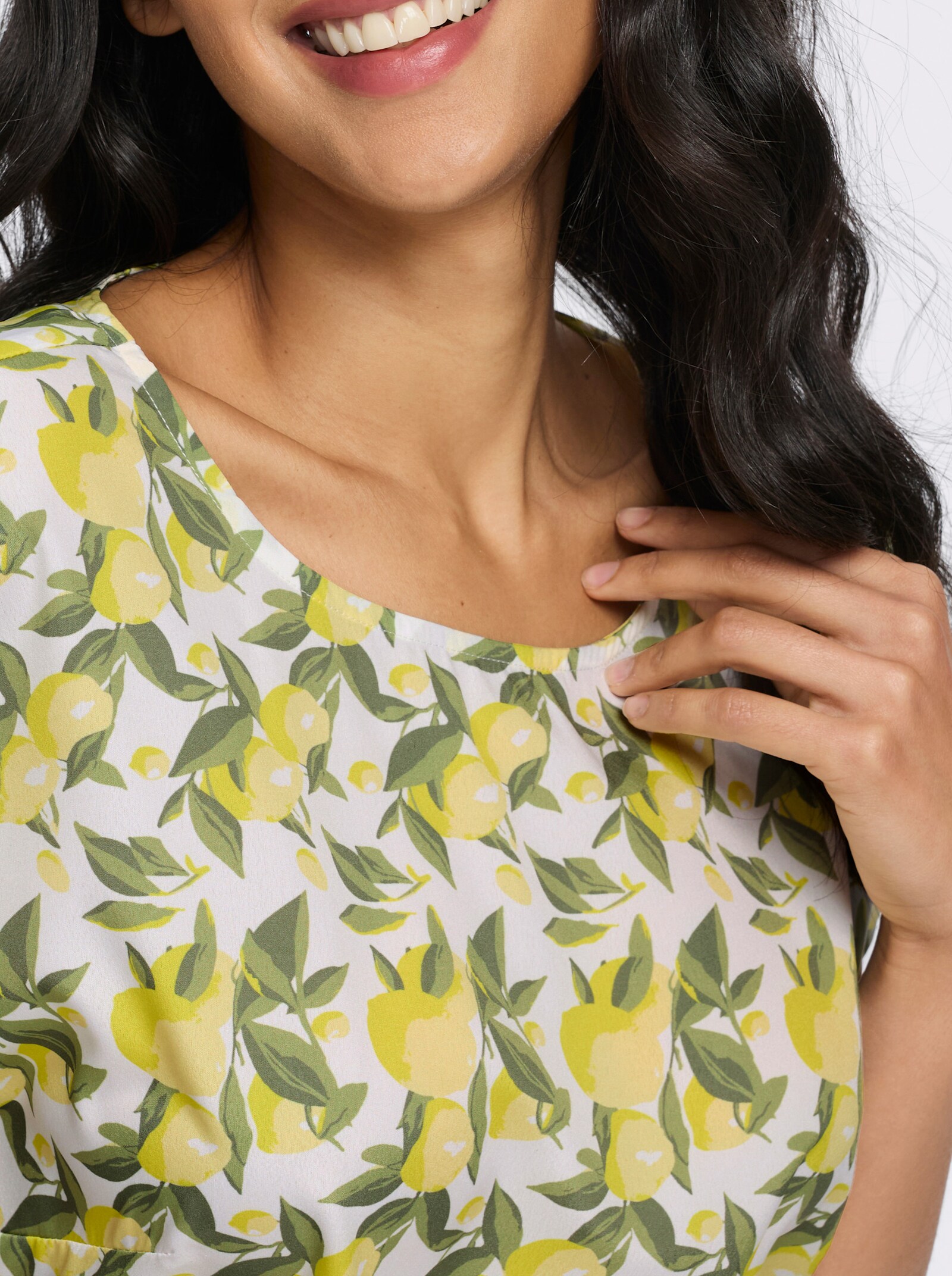 Tunika mit Zitronen-Blätter-Druck - zitrone-khaki-bedruckt