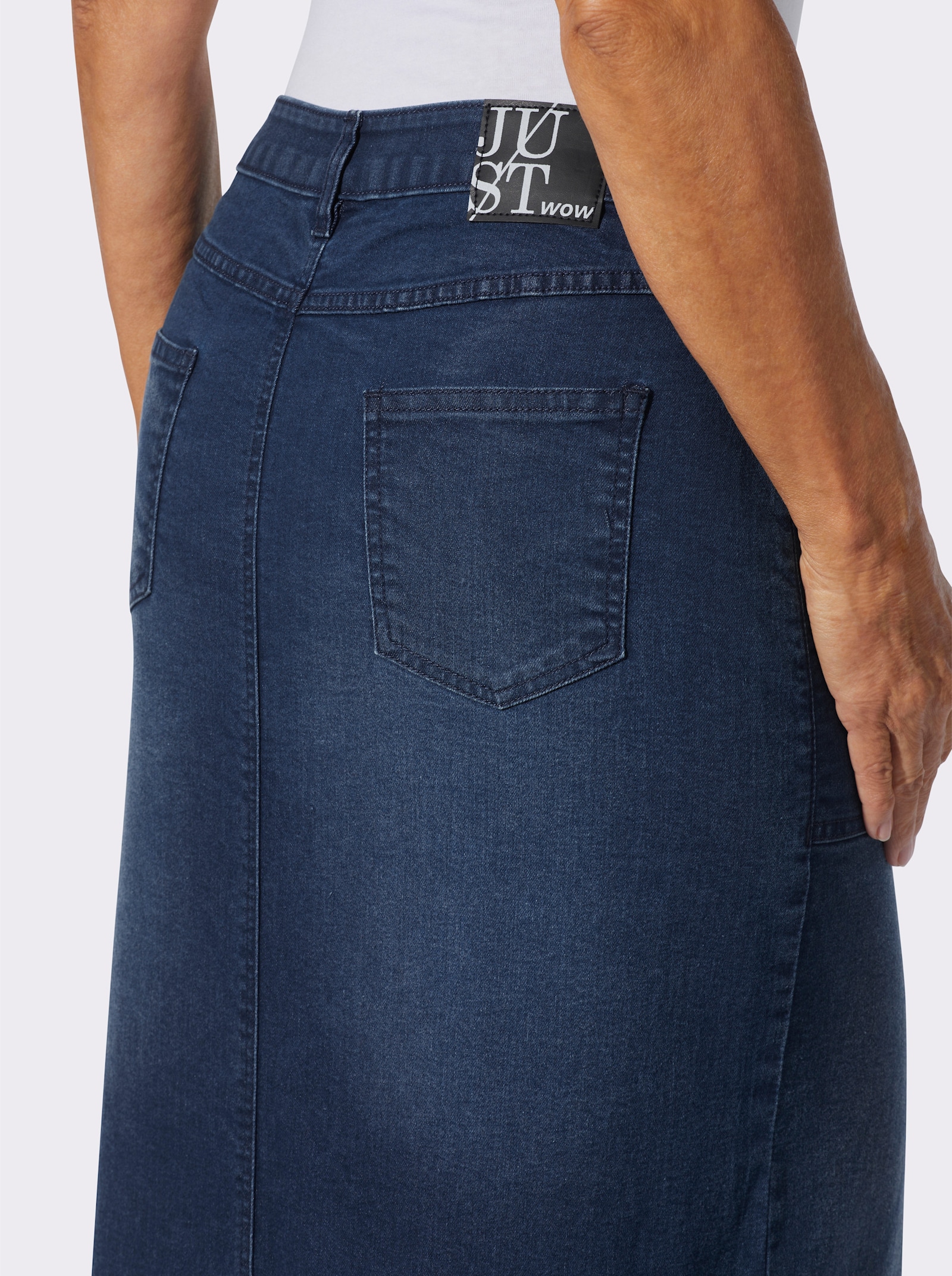 Jeansrock mit Kontrasteinsatz am Saum - blue-stone-washed