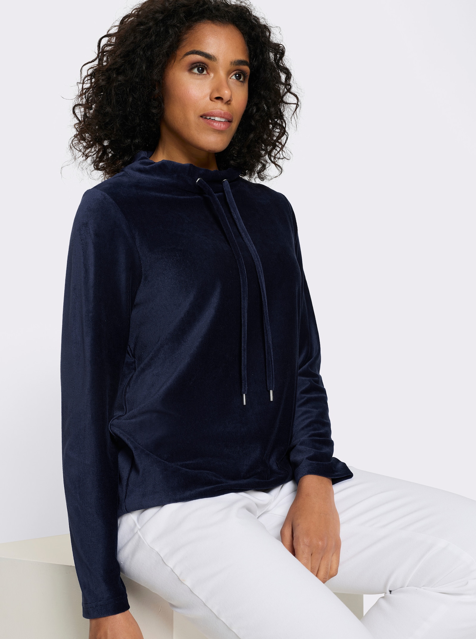 Shirt met lange mouwen van ribcord - marine