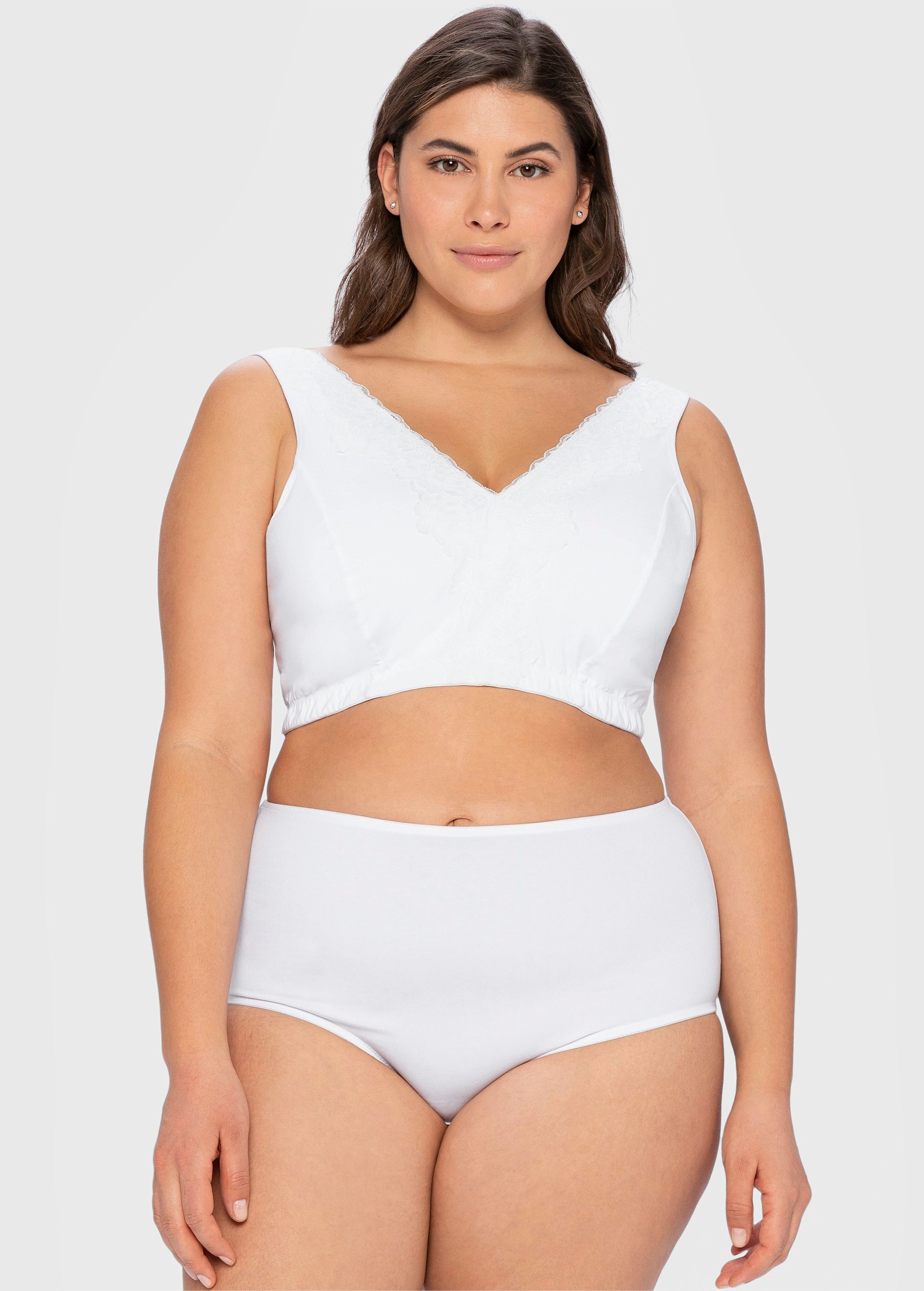 sheego Bügelloser BH in Bustier-Form, mit Spitzenborte - weiss