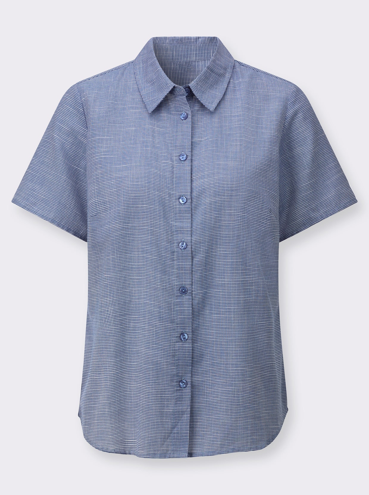 Kurzarm-Bluse - jeansblau-weiß-gemustert