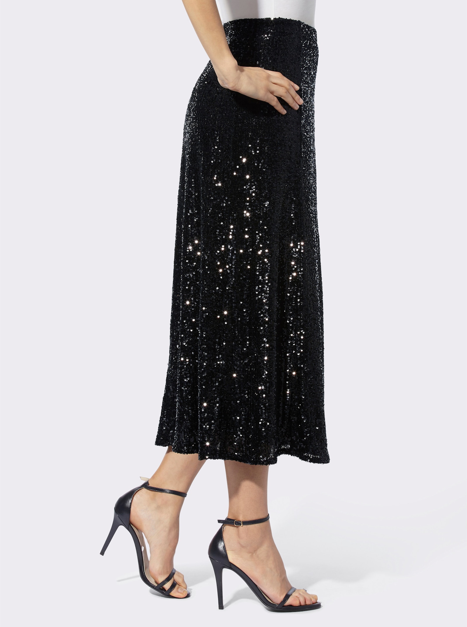 heine Paillettenrock mit Jersey-Futter - schwarz