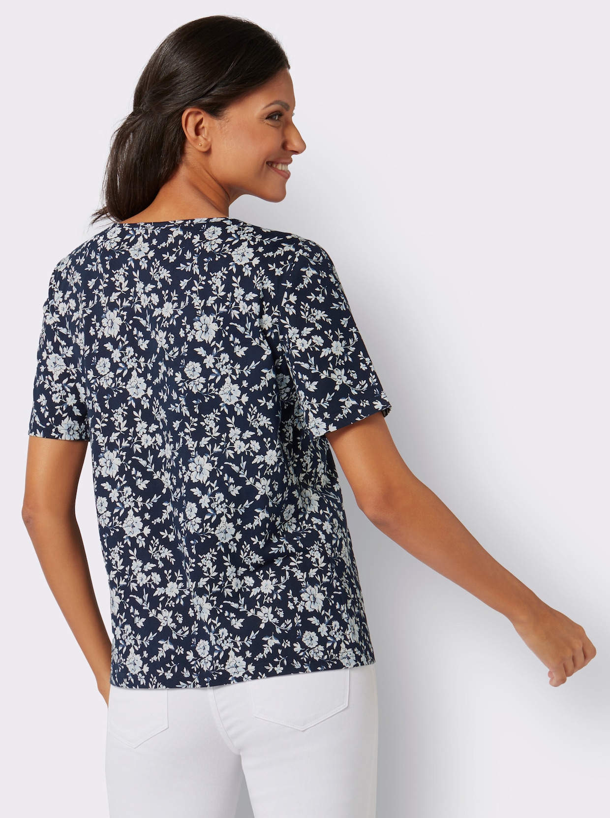 Shirt met korte mouwen - marine/lichtblauw bedrukt