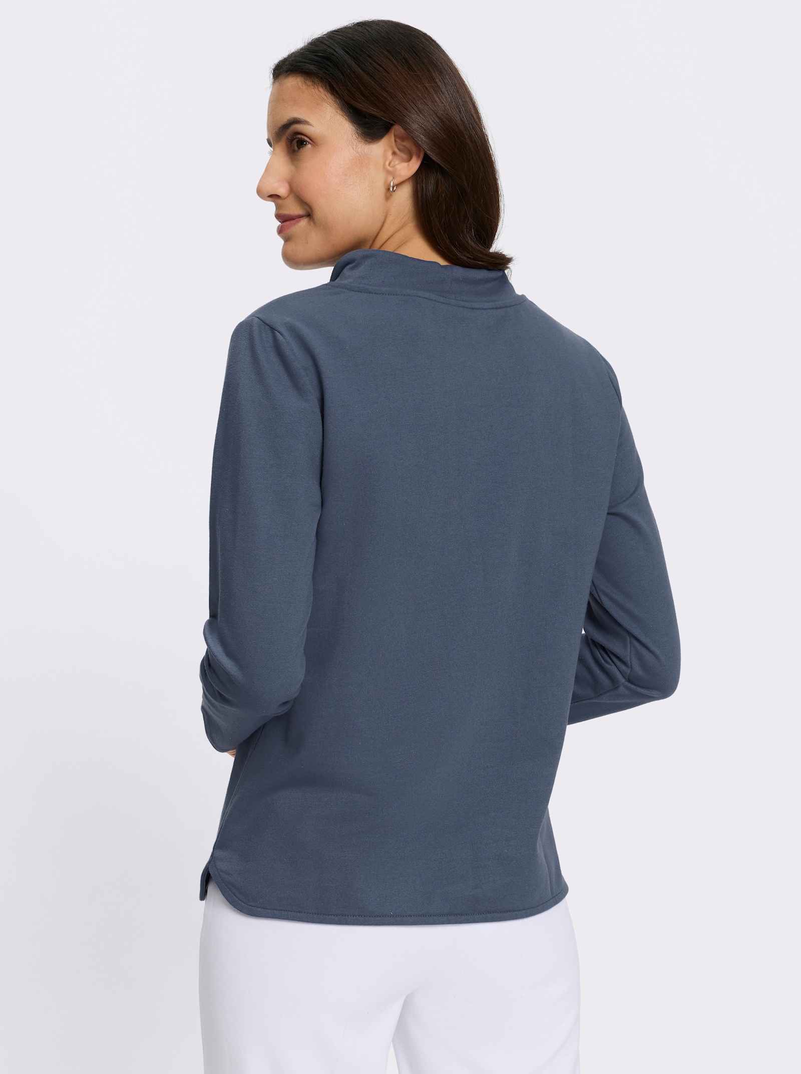 Sweatshirt mit halsfernem Stehkragen - rauchblau