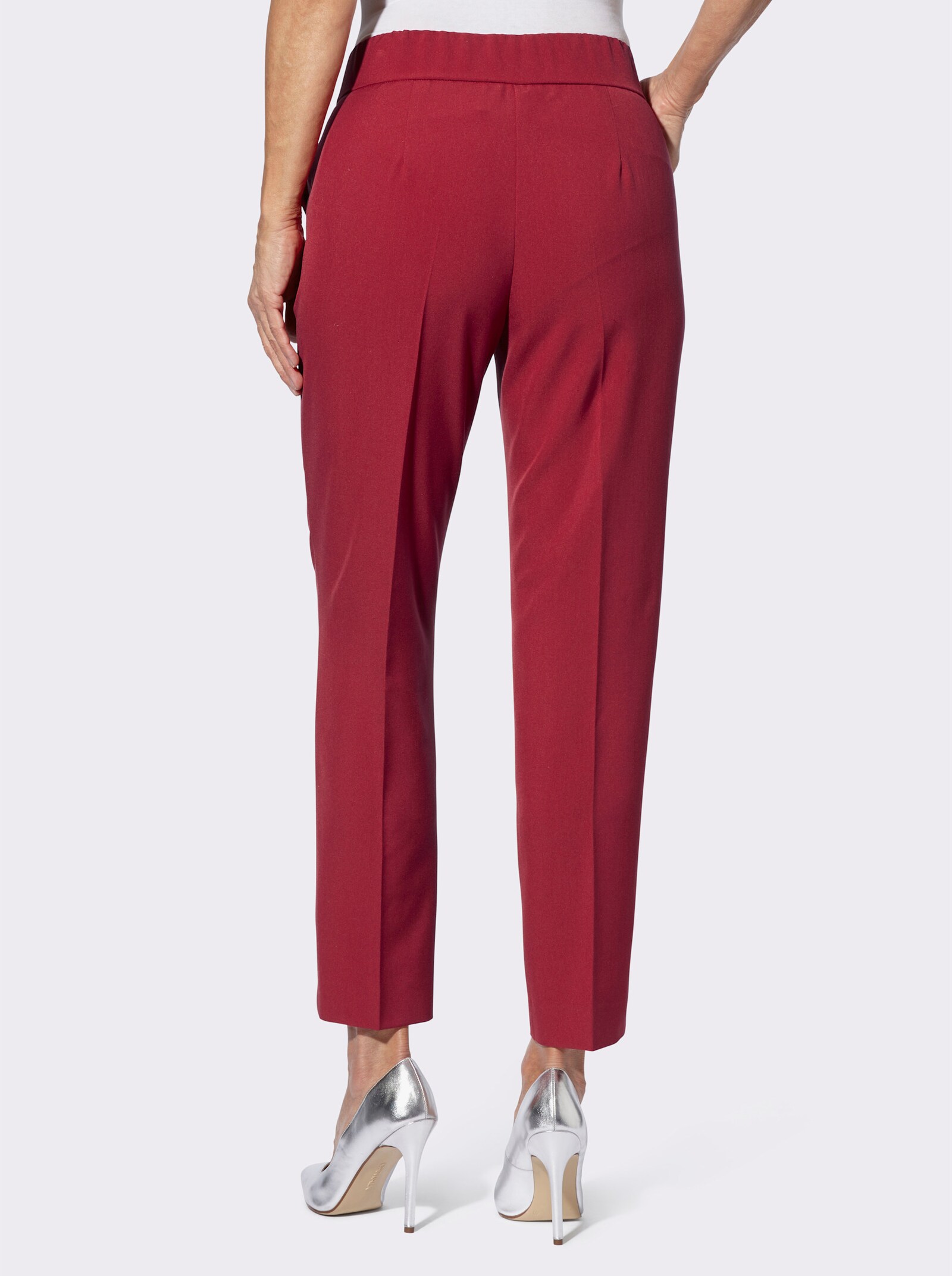 Bügelfaltenhose mit seitlichem Verschluss - kirsche