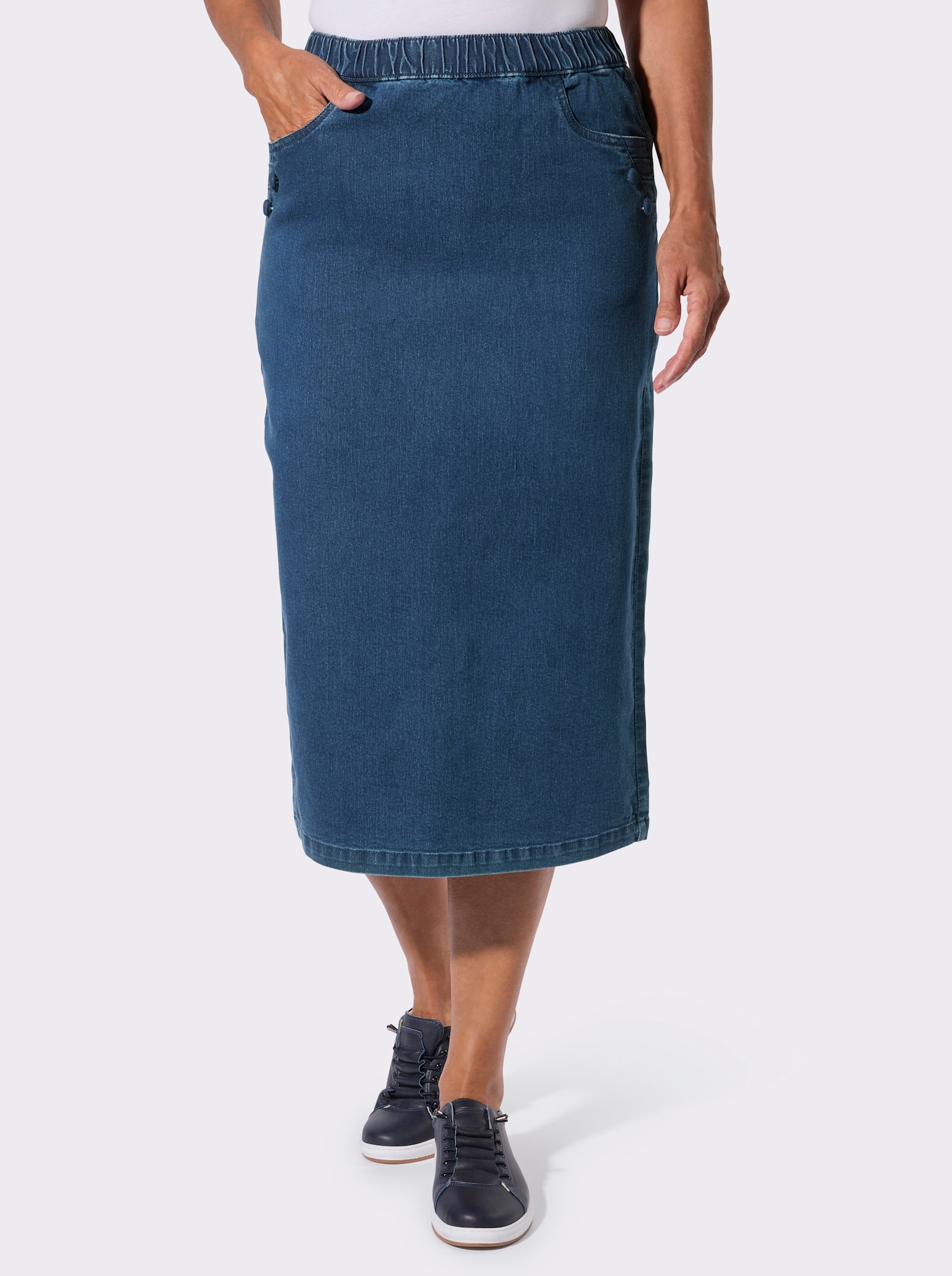 Jeansrock mit Biesenverzierung - blue-stone-washed
