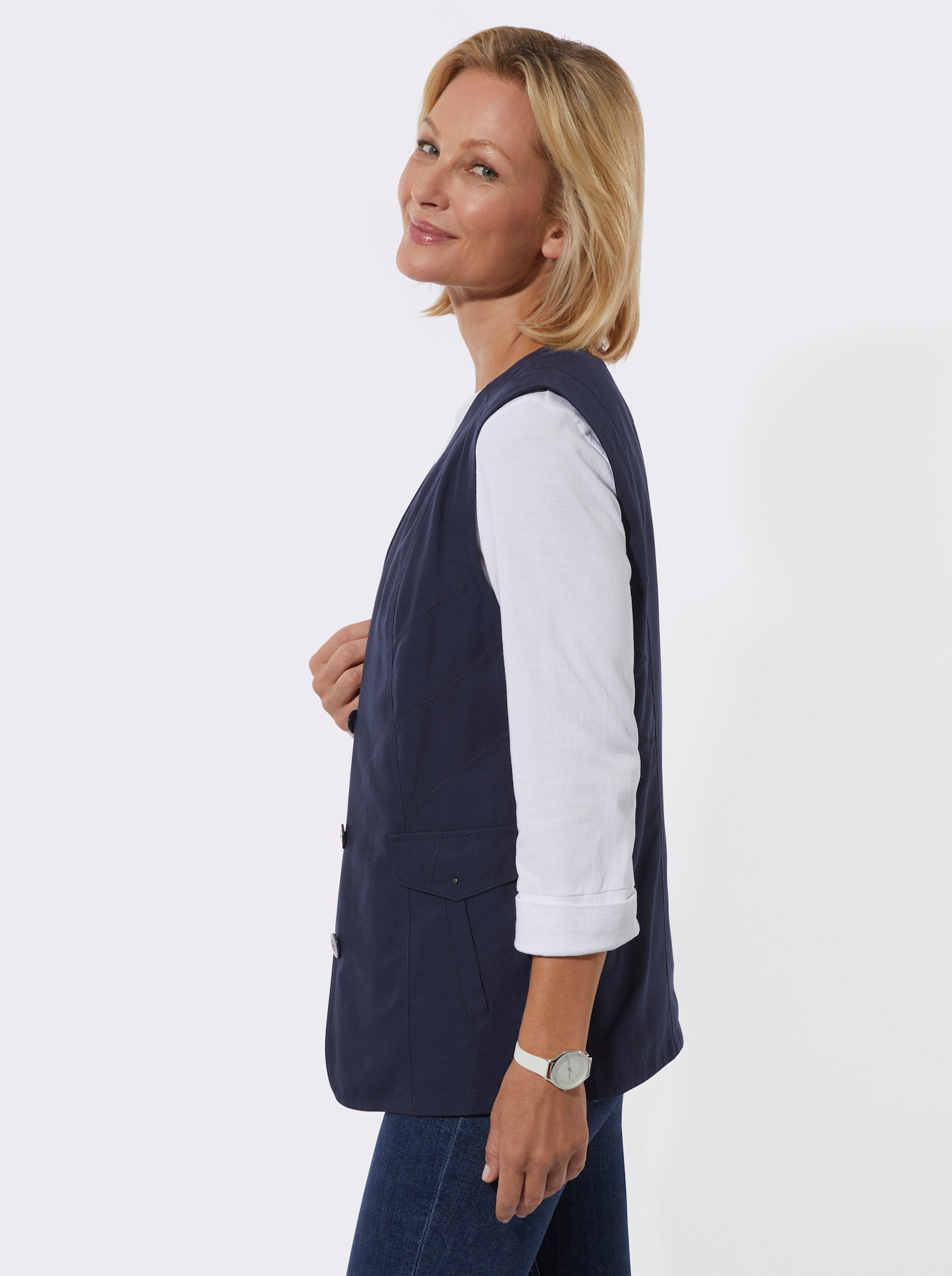 Functioneel gilet van microgaren - marine