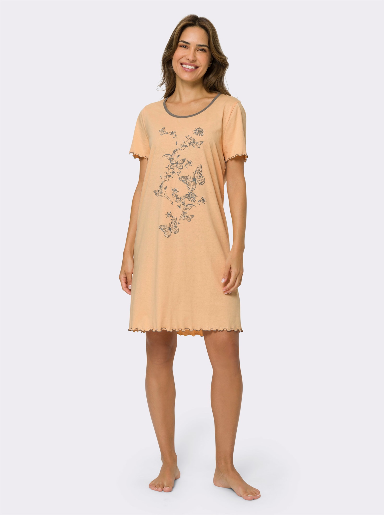 Nachthemd mit Schmetterlings-Druck - apricot