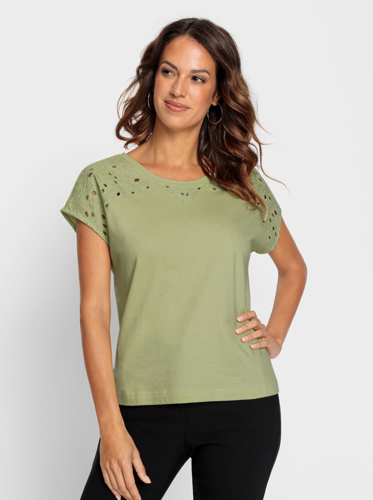 T-shirt à encolure ronde - vert tilleul