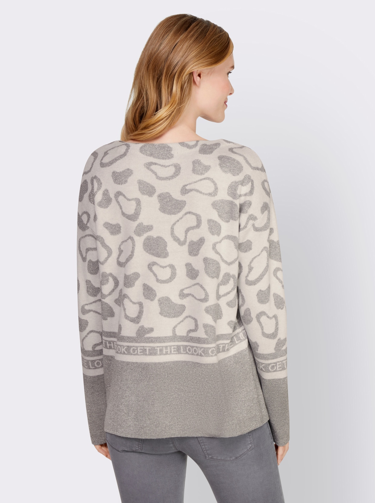 heine Jacquardpullover - weiß-steingrau-gemustert