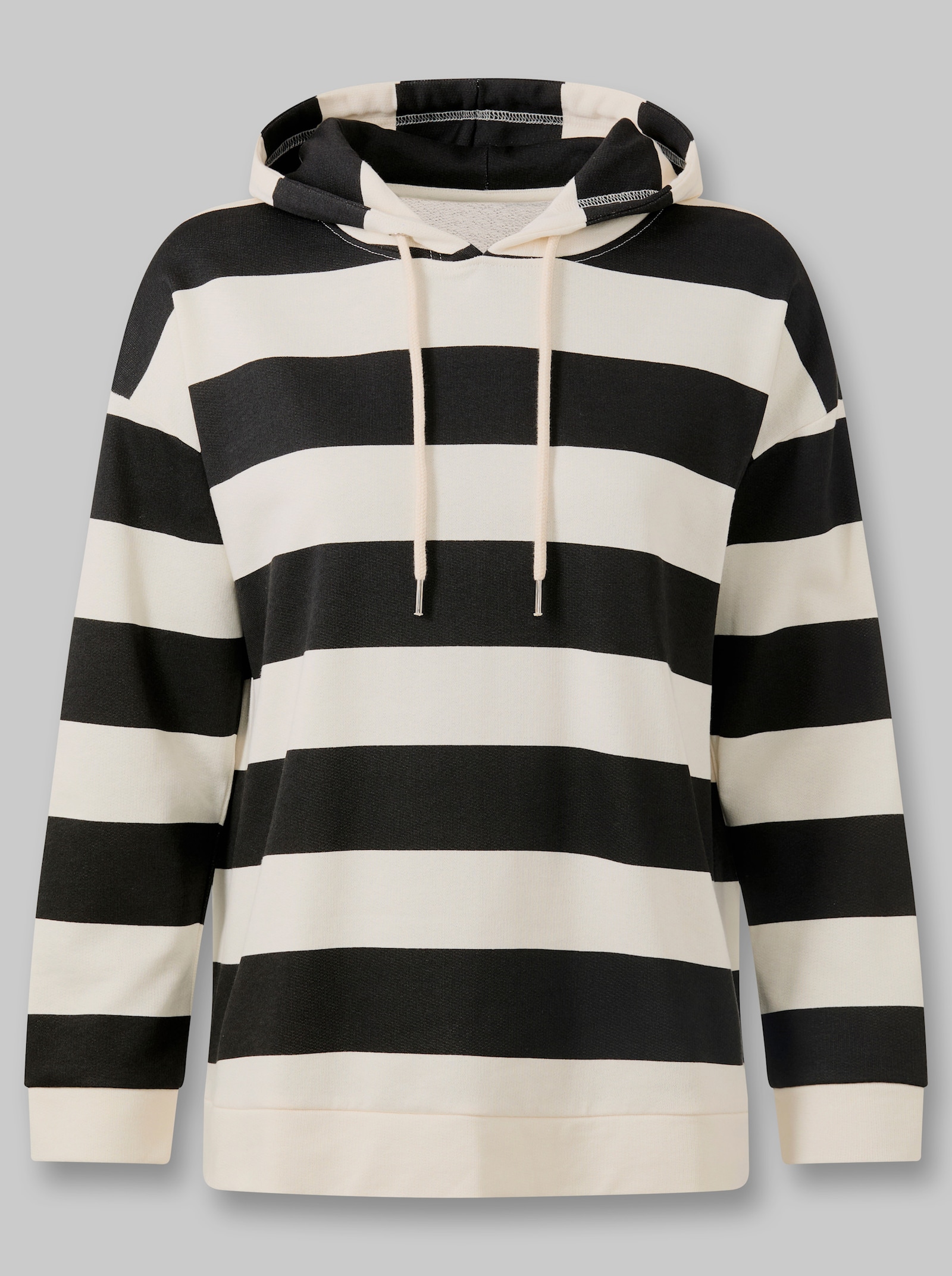 heine Hoodie mit Blockstreifen - champagner-schwarz-geringelt