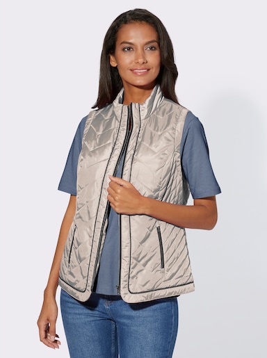 Steppweste mit abgerundetem Saum - hellgrau