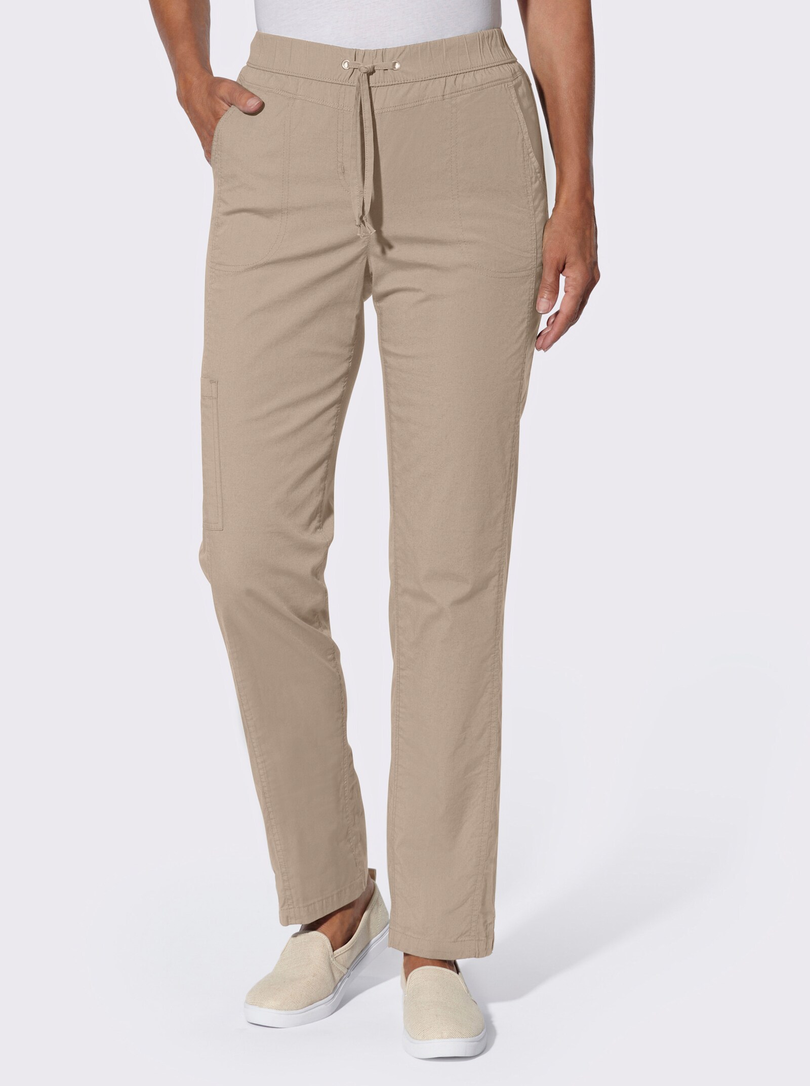 Schlupfhose mit aufgesetzter Tasche am Bein - sesam