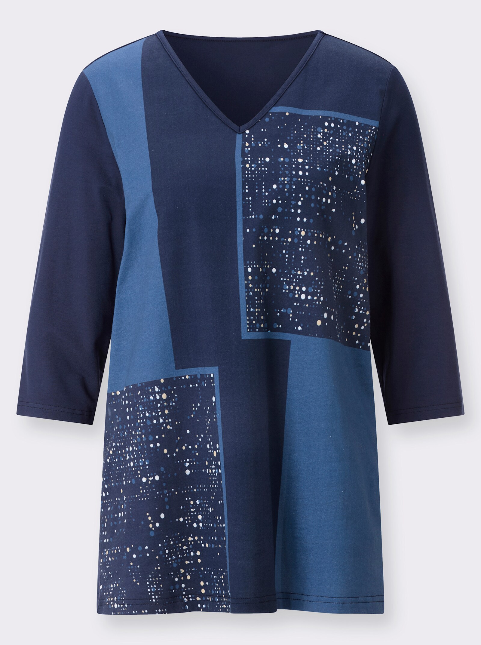 Longshirt mit platziertem Druckmuster - marine-jeansblau