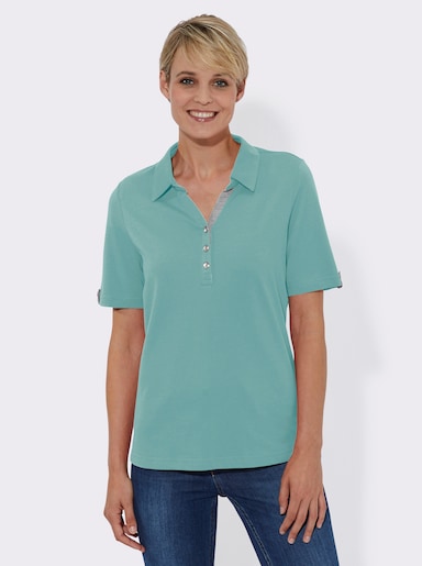 Poloshirt mit Zierriegel - aqua