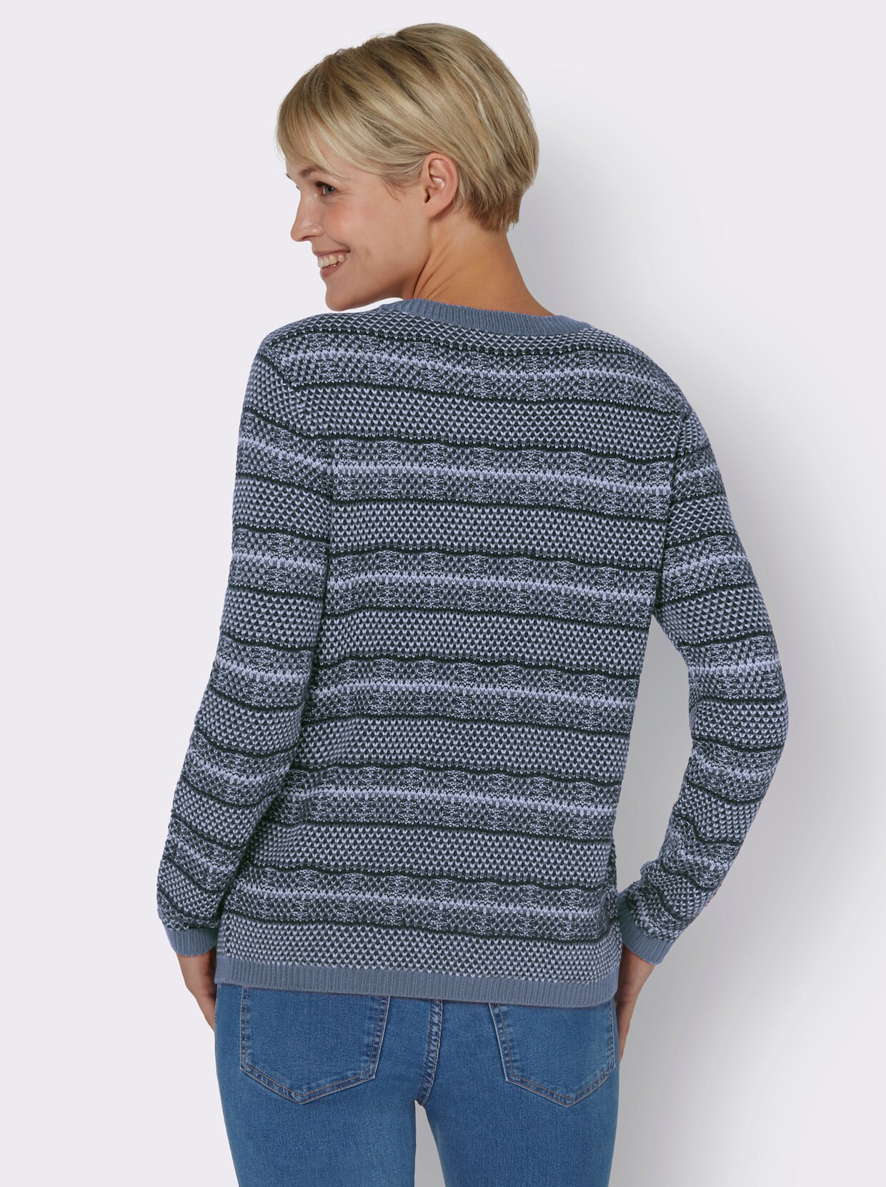 Pullover met ronde hals - bleu gedessineerd