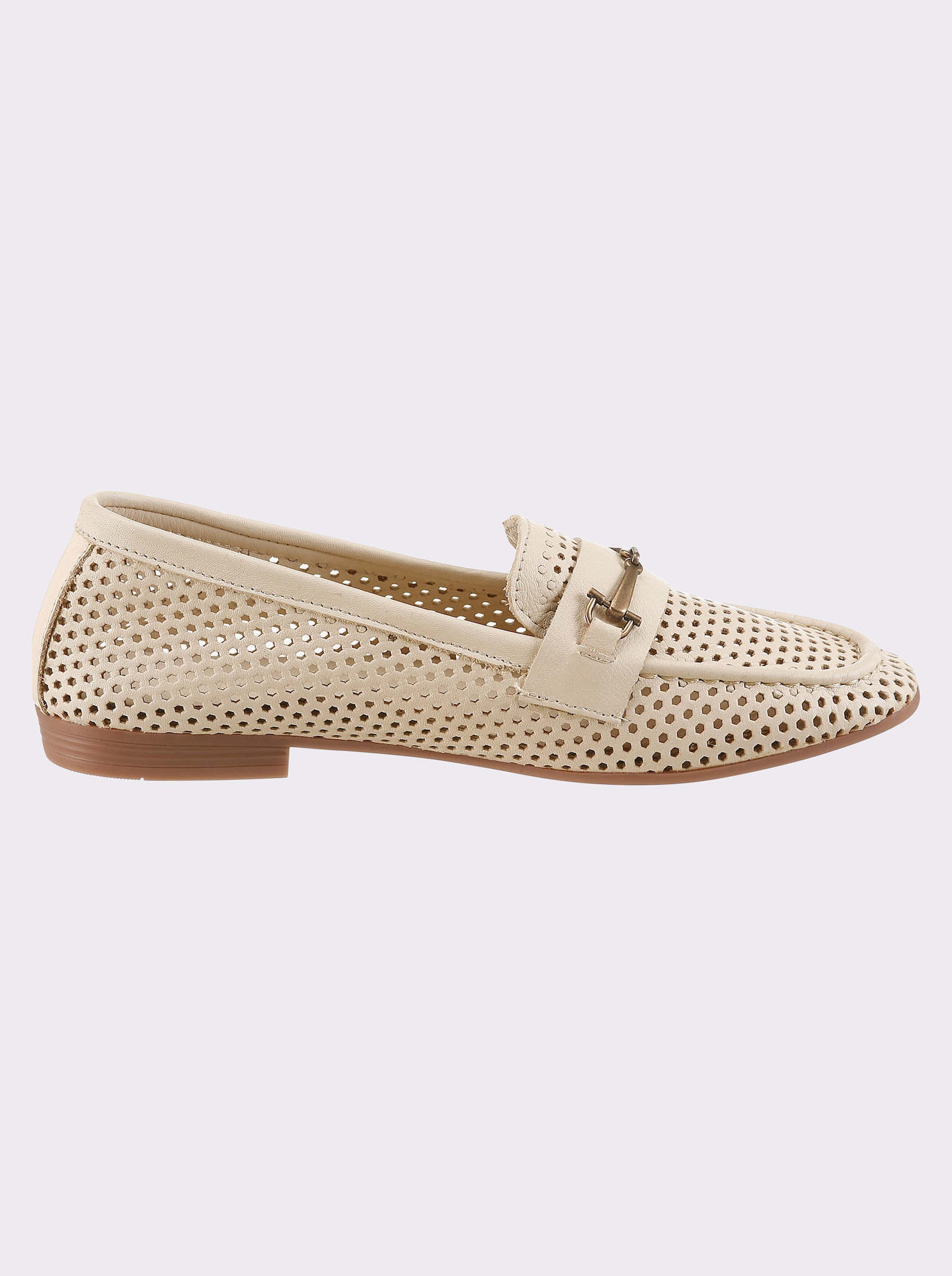 Andrea Conti Slipper mit feinem Lochmuster - creme