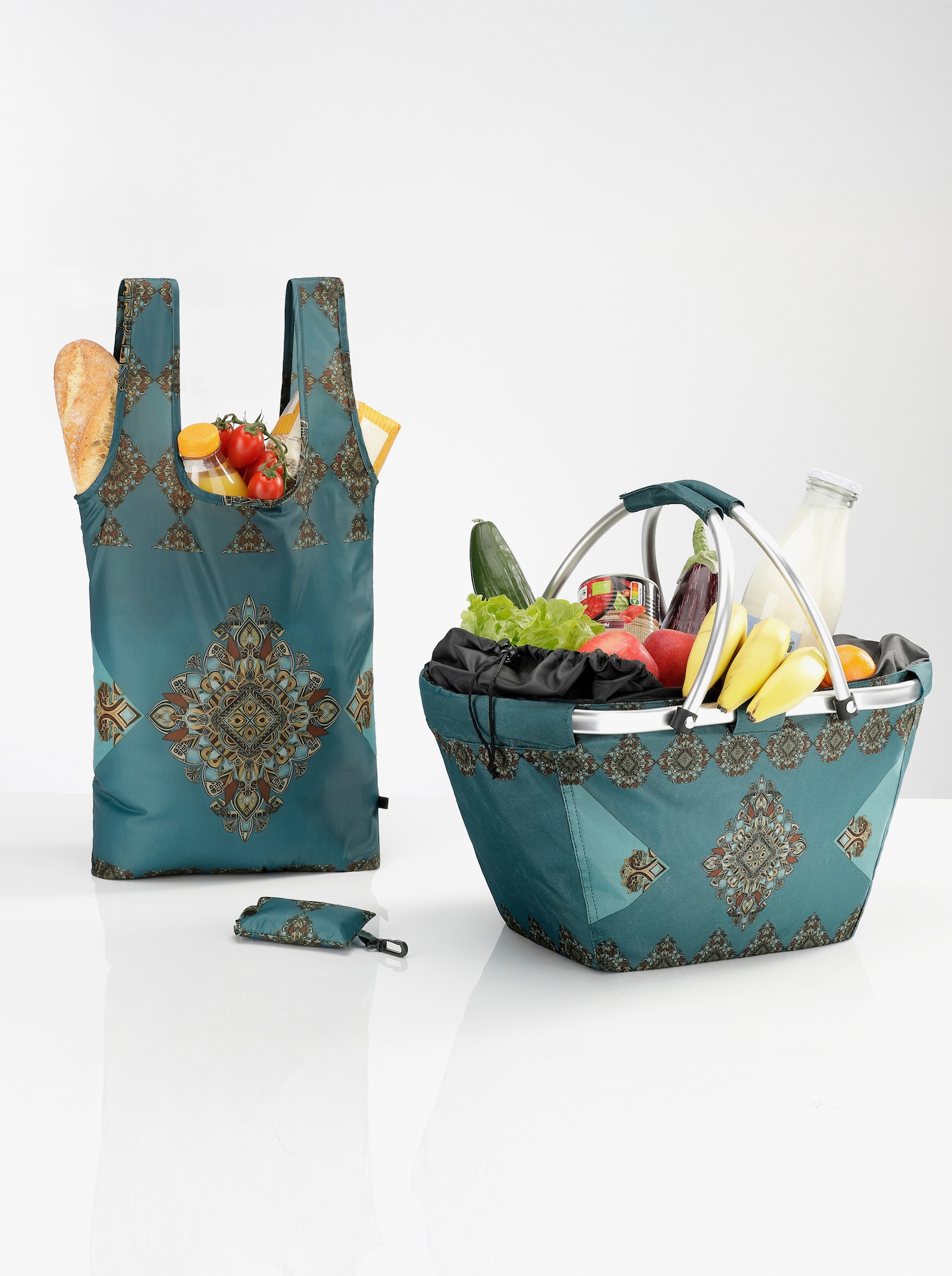 Einkaufskorb + Einkaufstasche - petrol