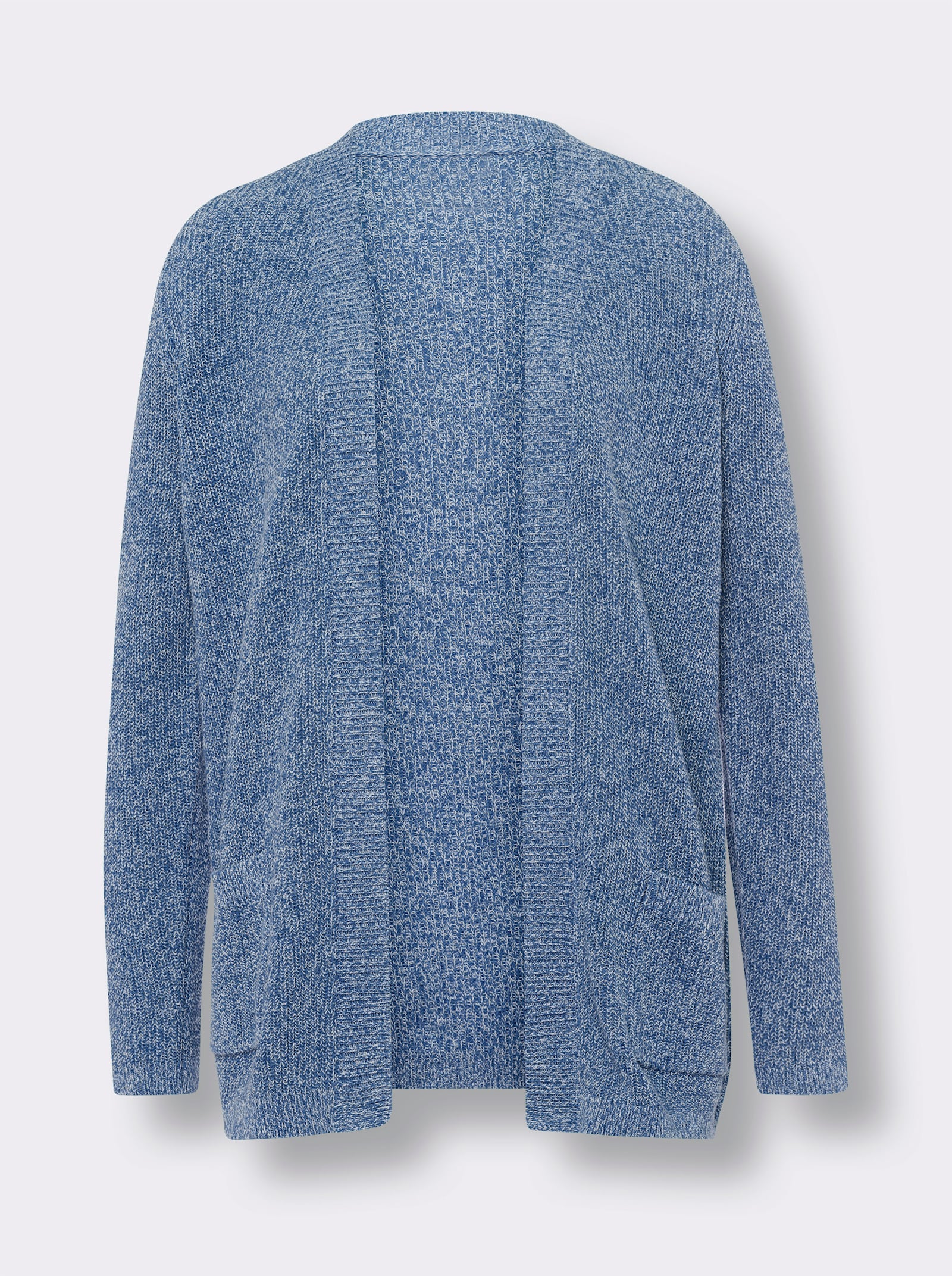 Strickjacke mit aufgesetzten Taschen - mittelblau-meliert