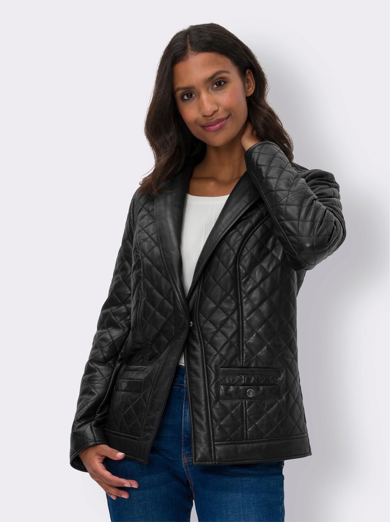 heine Veste en cuir - noir