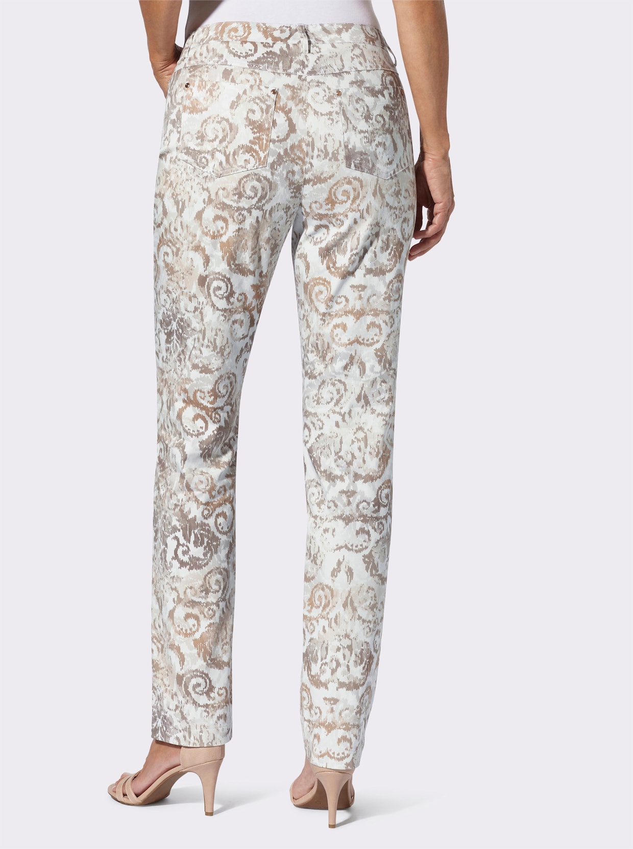 Druckhose - ecru-sesam-bedruckt