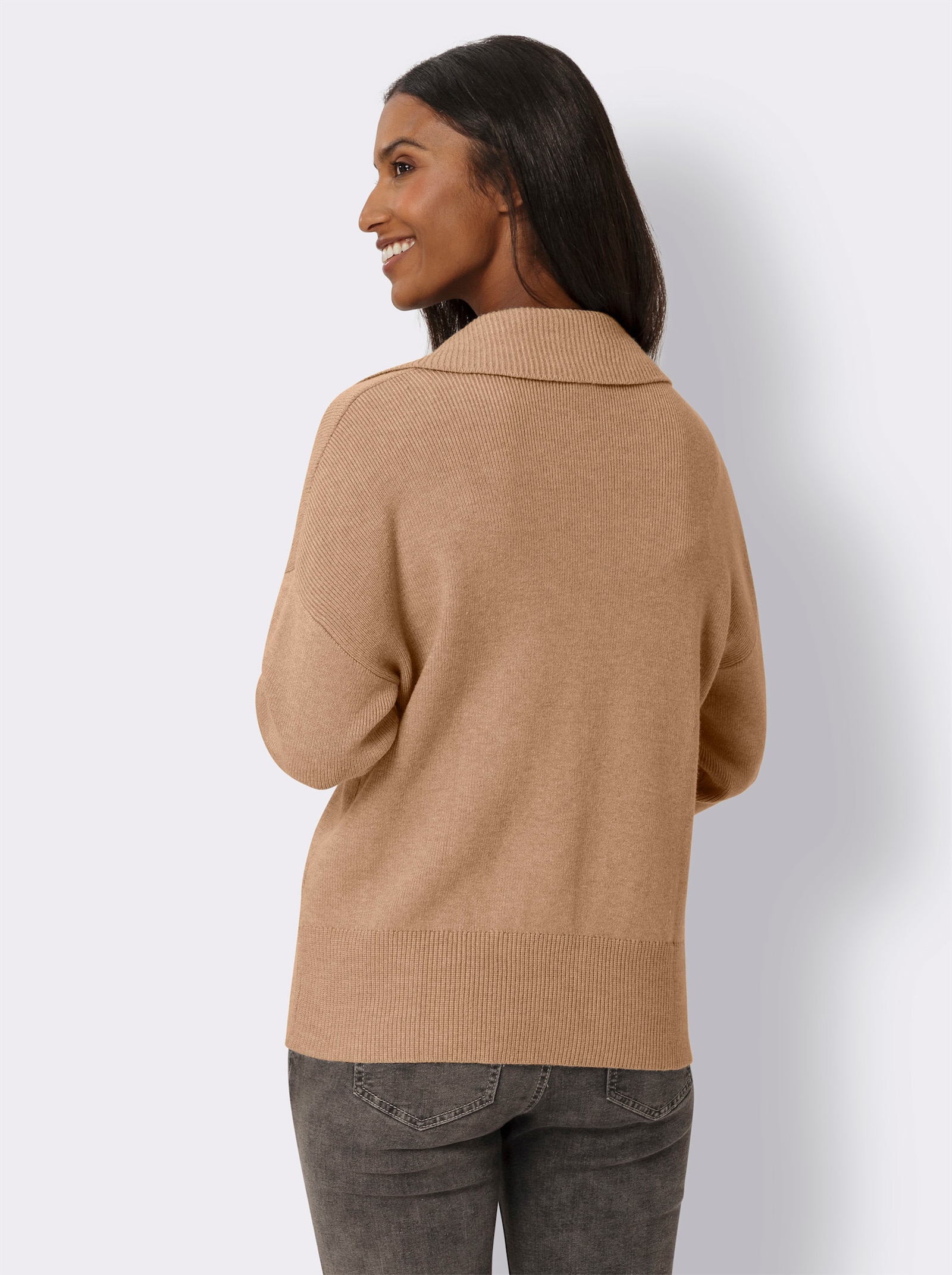 heine Polopullover mit Taschen - camel