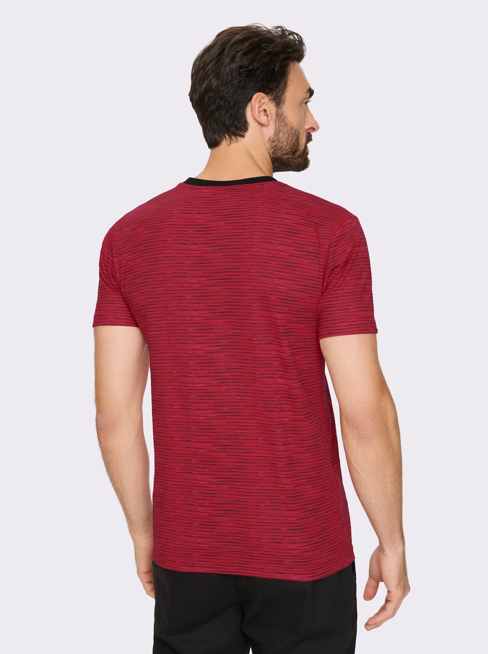 Catamaran Kurzarmshirt in Streifen-Dessin - rot-schwarz-gestreift