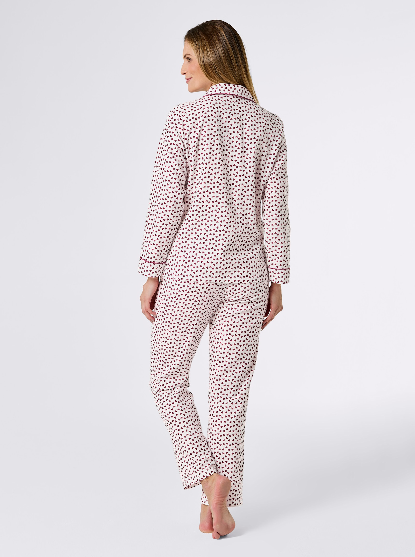 wäschepur Pyjama - ecru/donkerrood bedrukt
