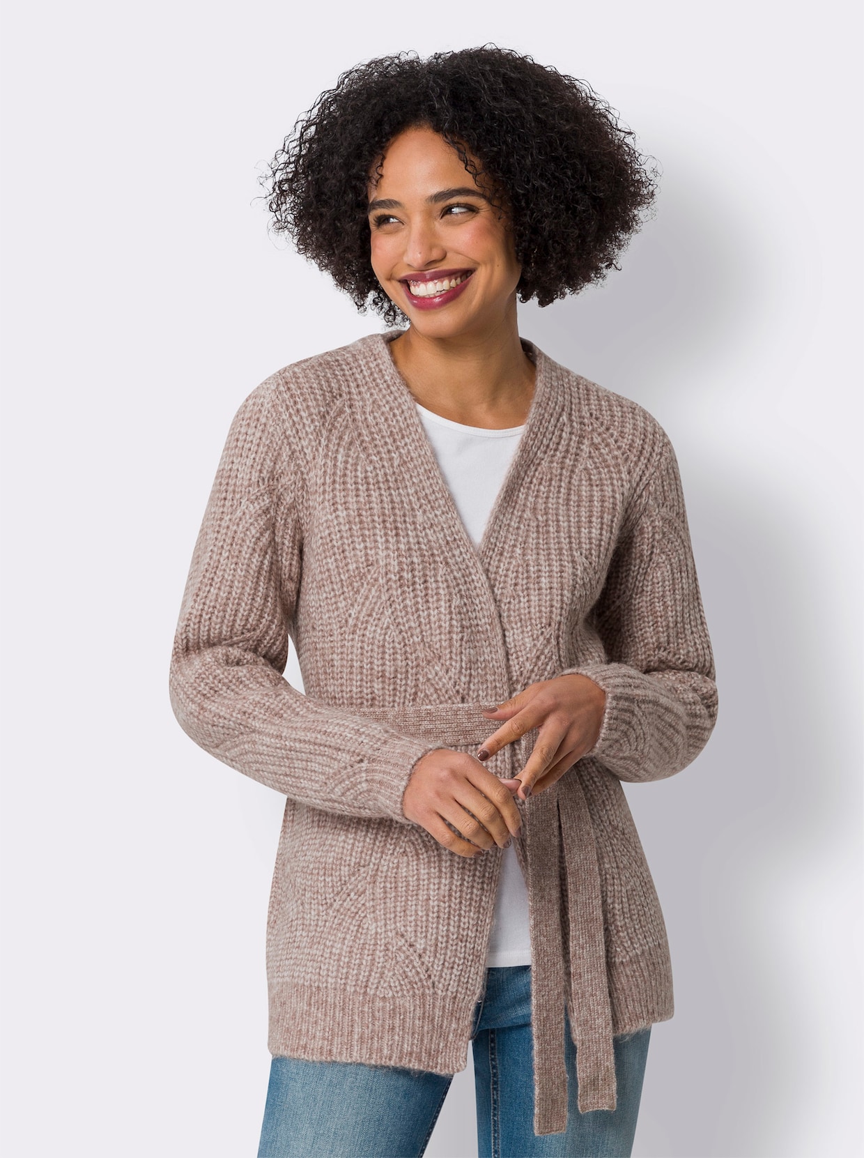 heine Vest - champagne/cognac gemêleerd