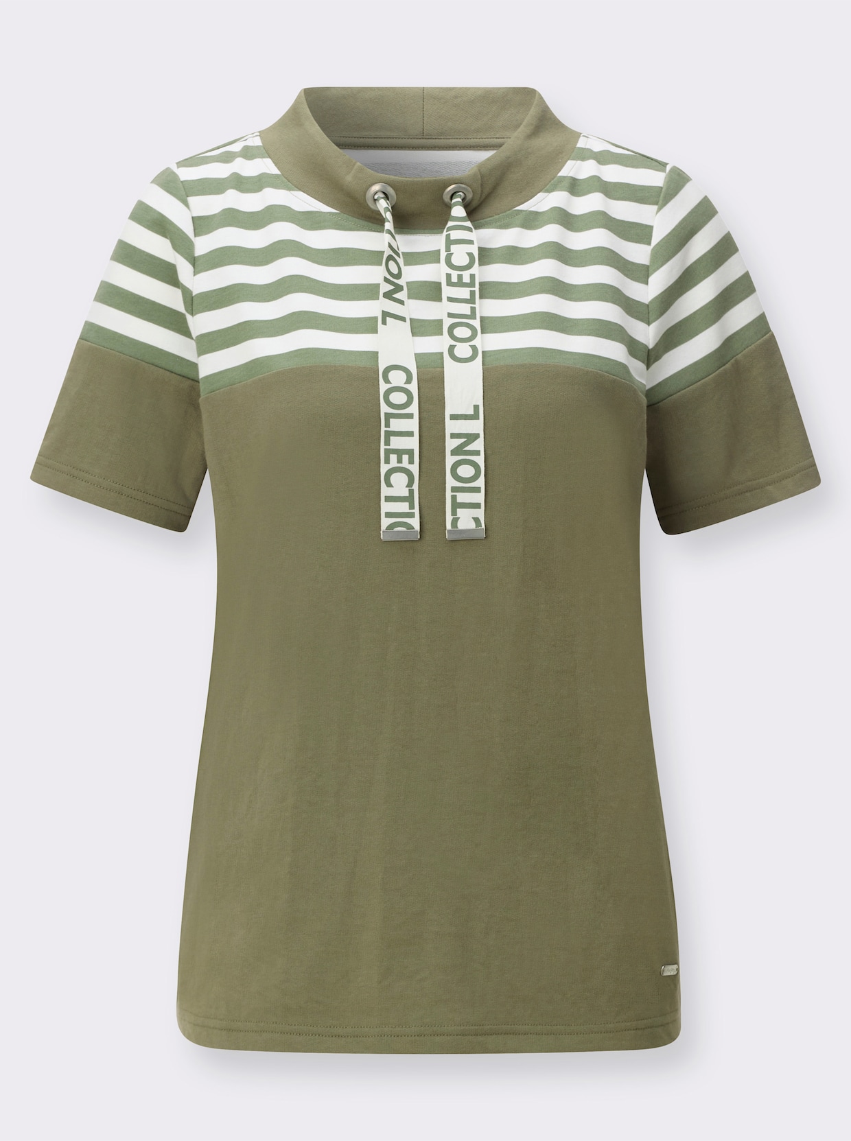 Sweatshirt mit platziertem Druckmuster - khaki-ecru