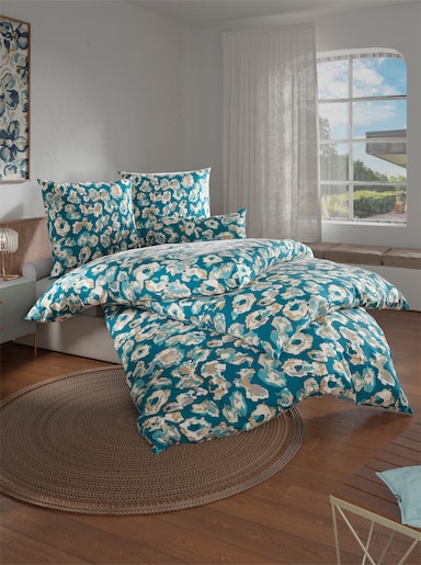 wäschepur Bettwäsche - champagner-türkis-bedruckt