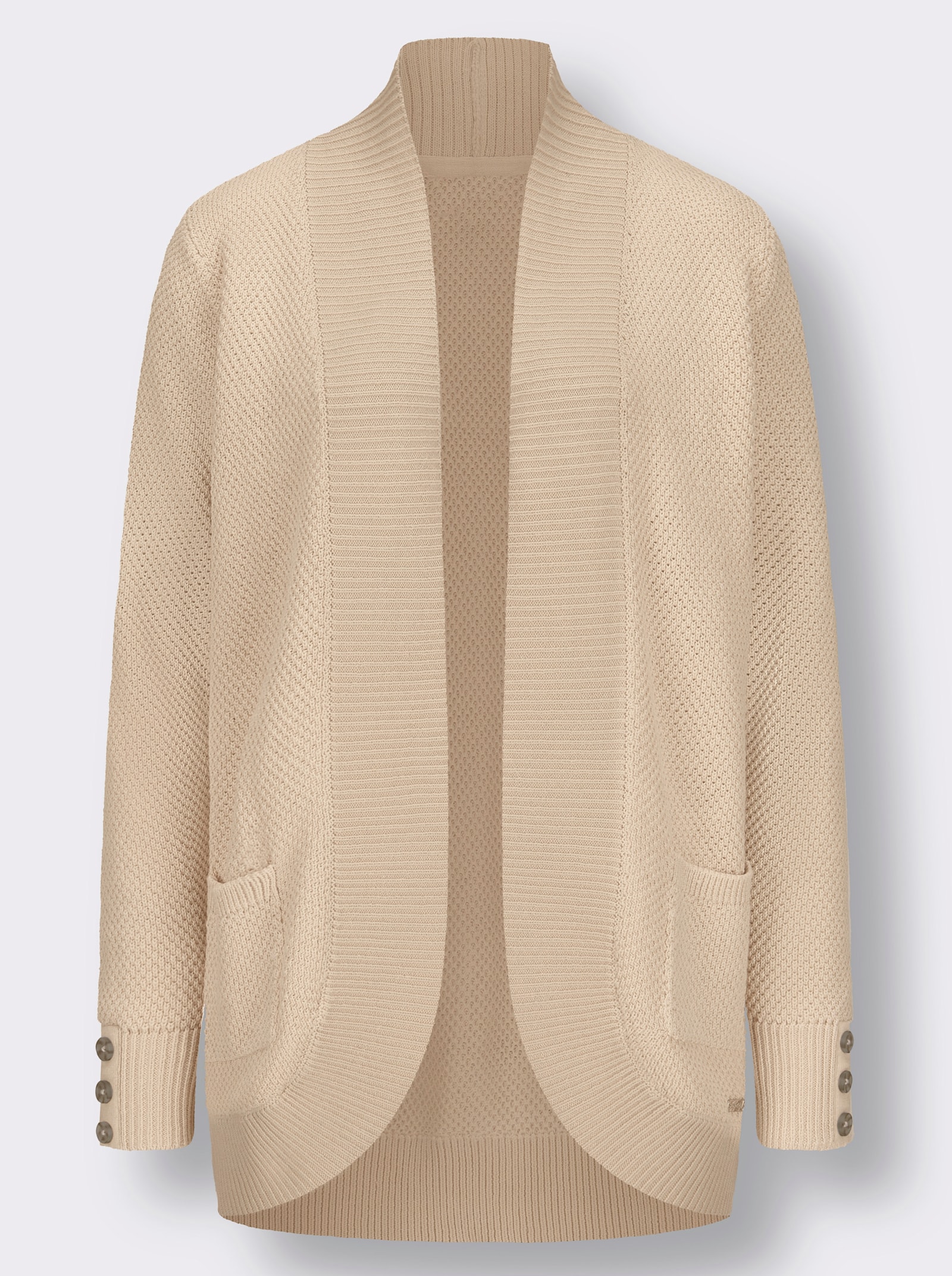 Longstrickjacke mit Struktur-Muster - elfenbein