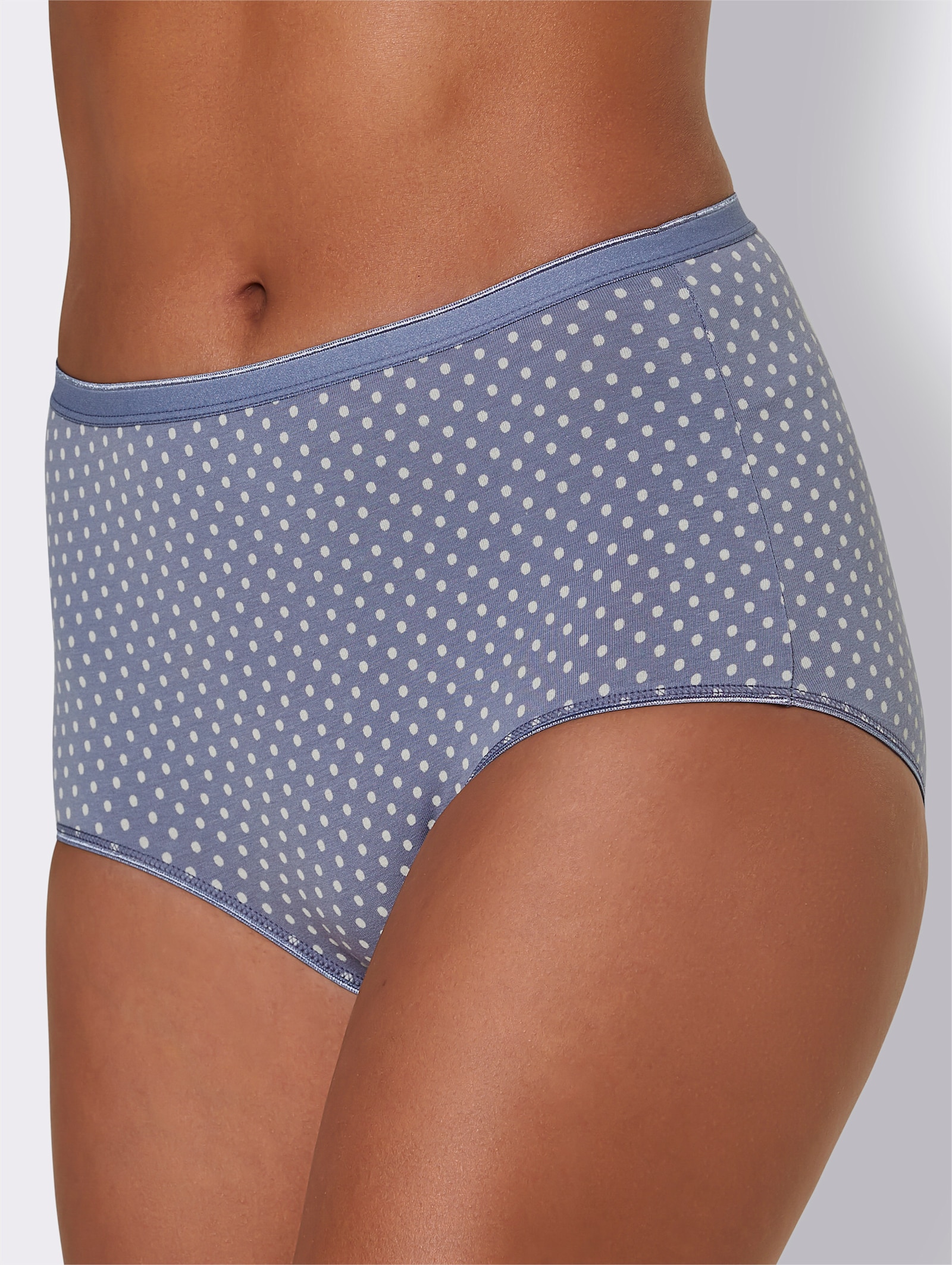 wäschepur Höga trosor med mjuk resårlinning - 2x duvblå-med tryck + 1x duvblå