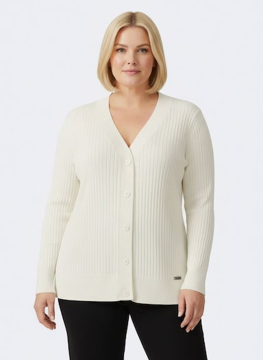 Strickjacke in Ripp-Optik - ecru