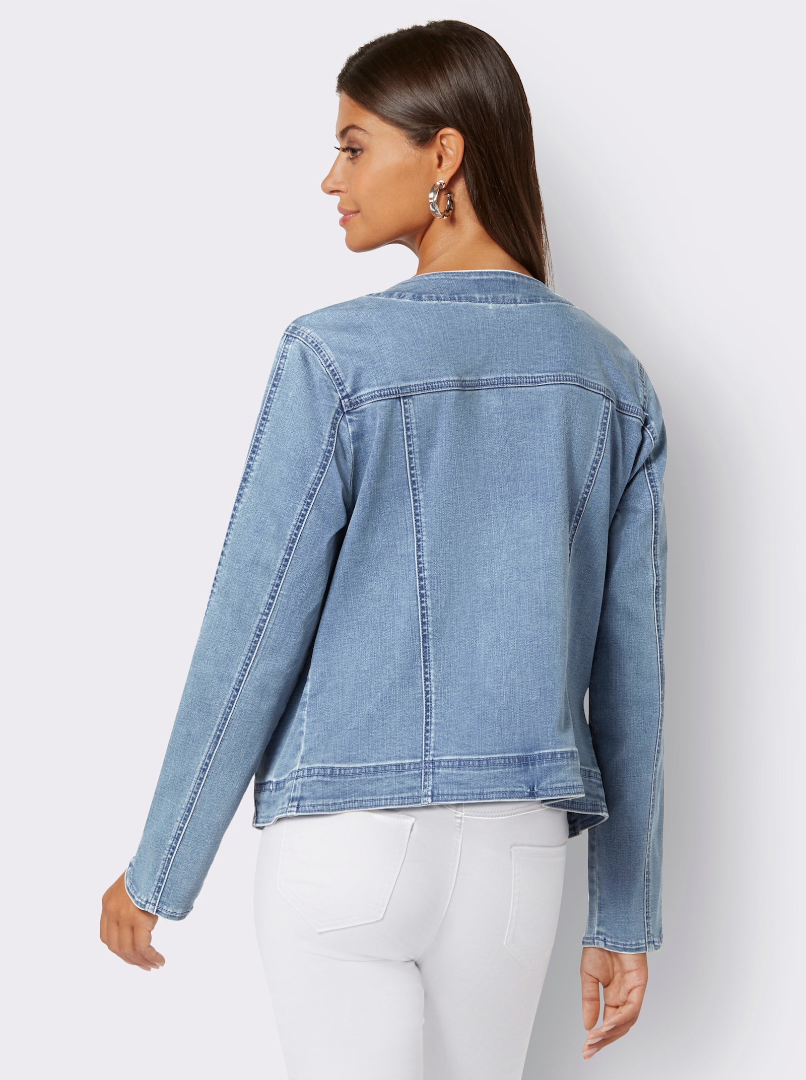 Jeansblazer mit glitzernden Details - blue-bleached