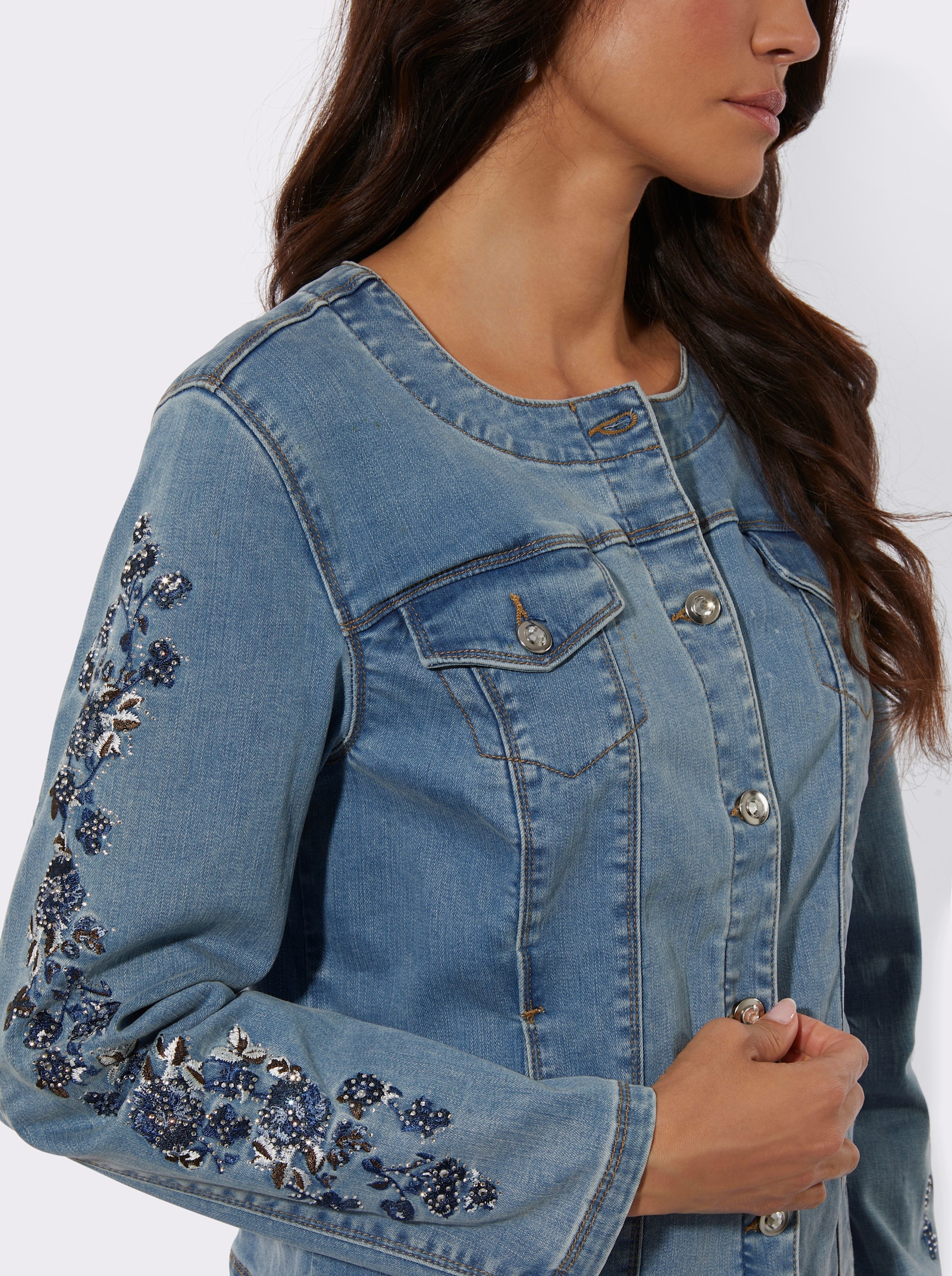 Jeansblazer mit Baumwolle - blue-bleached