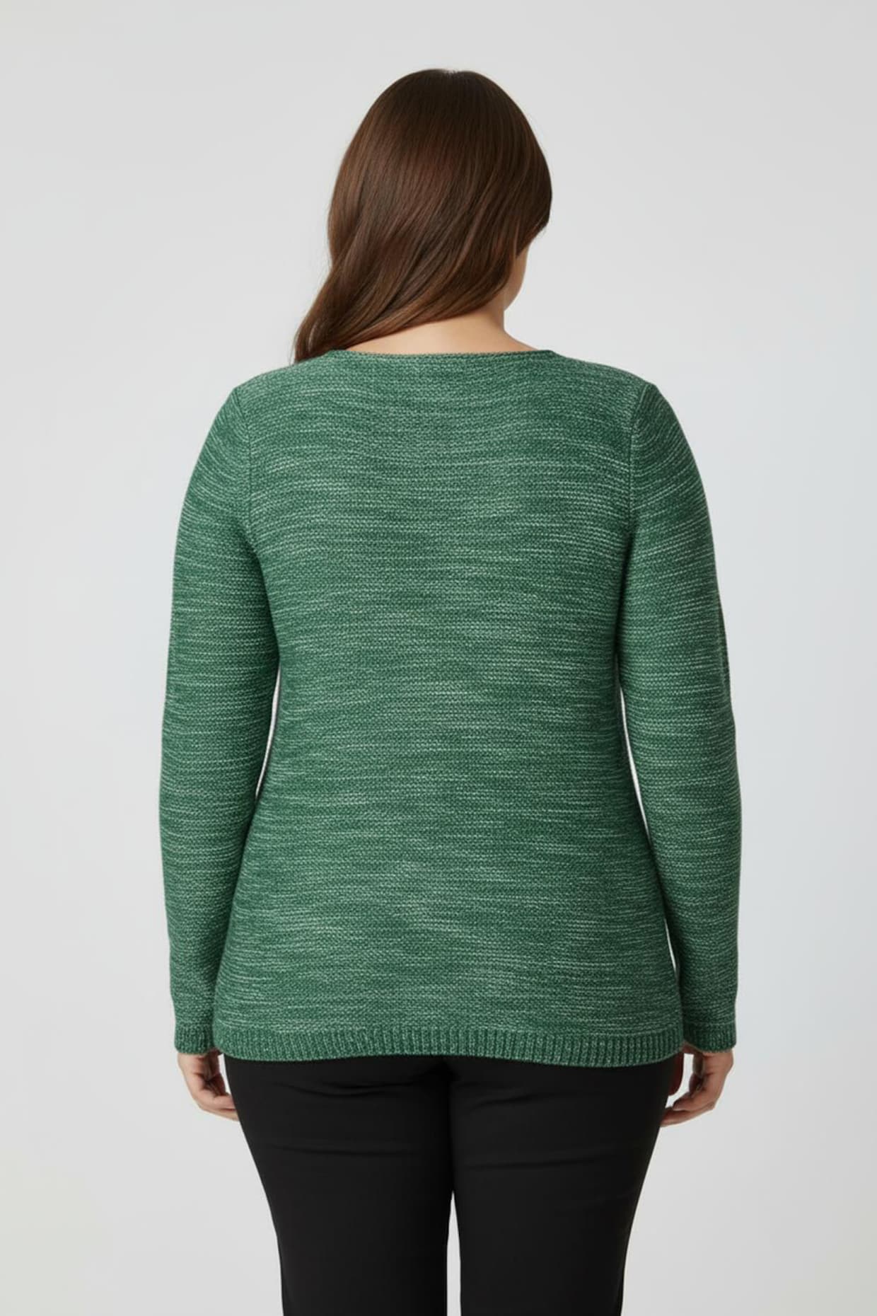 Rundhalspullover aus Melange-Strick - grün-meliert