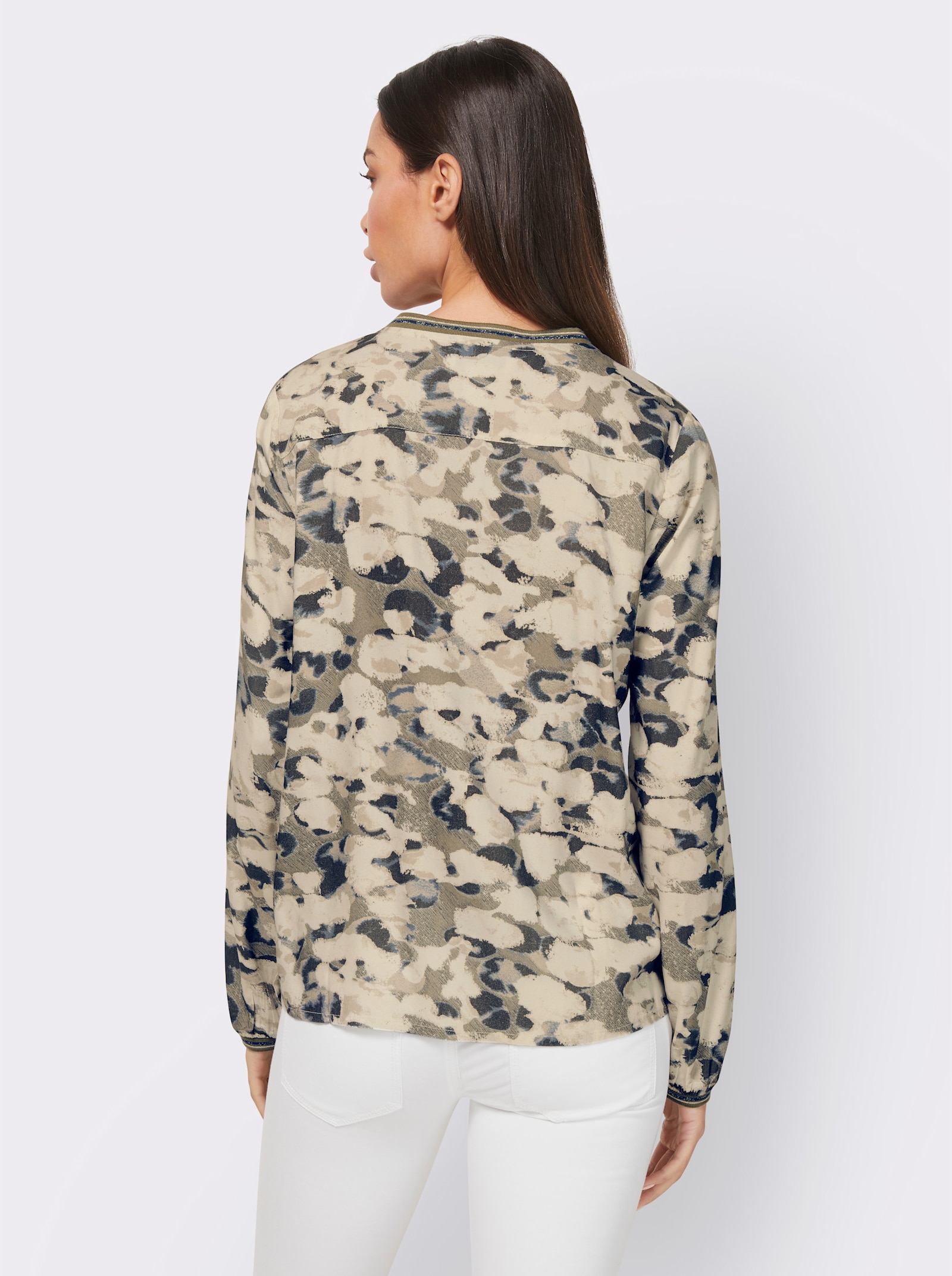 heine Blouse met print en studs - kaki/champagne bedrukt
