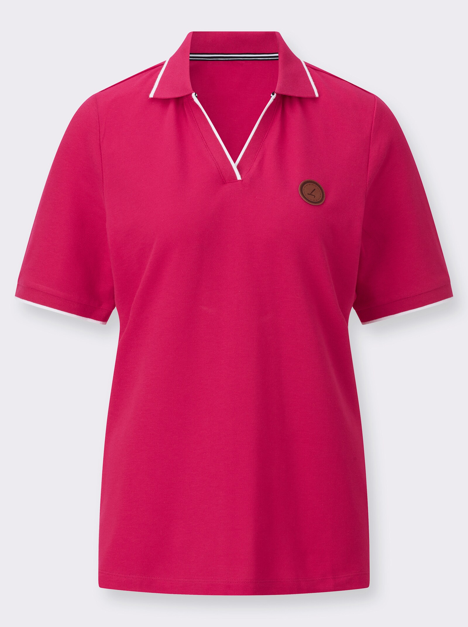 Poloshirt mit Kontrastdetails - pink