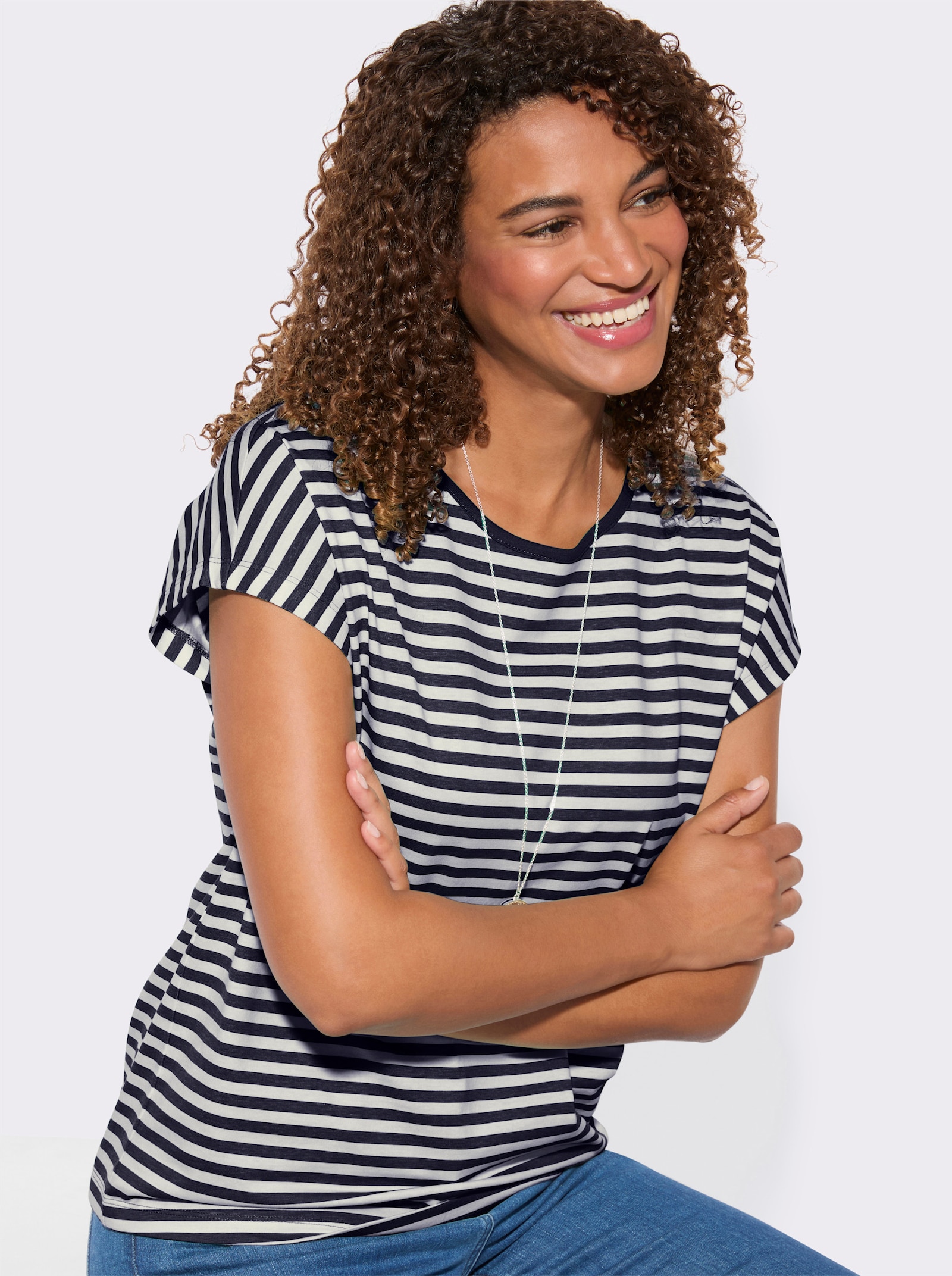 Shirt-Set mit überschnittenen Schultern - marine