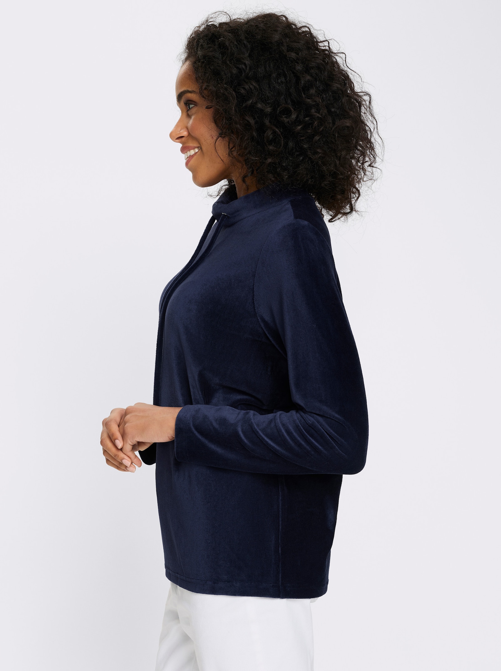 Shirt met lange mouwen van ribcord - marine