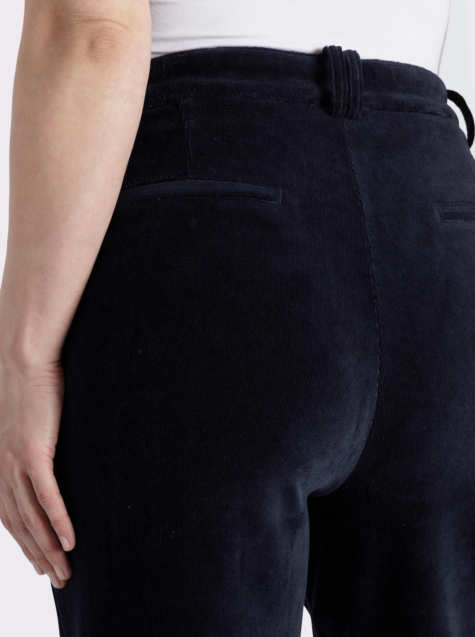 sheego Ribcordbroek in 7/8-lengte - diepblauw