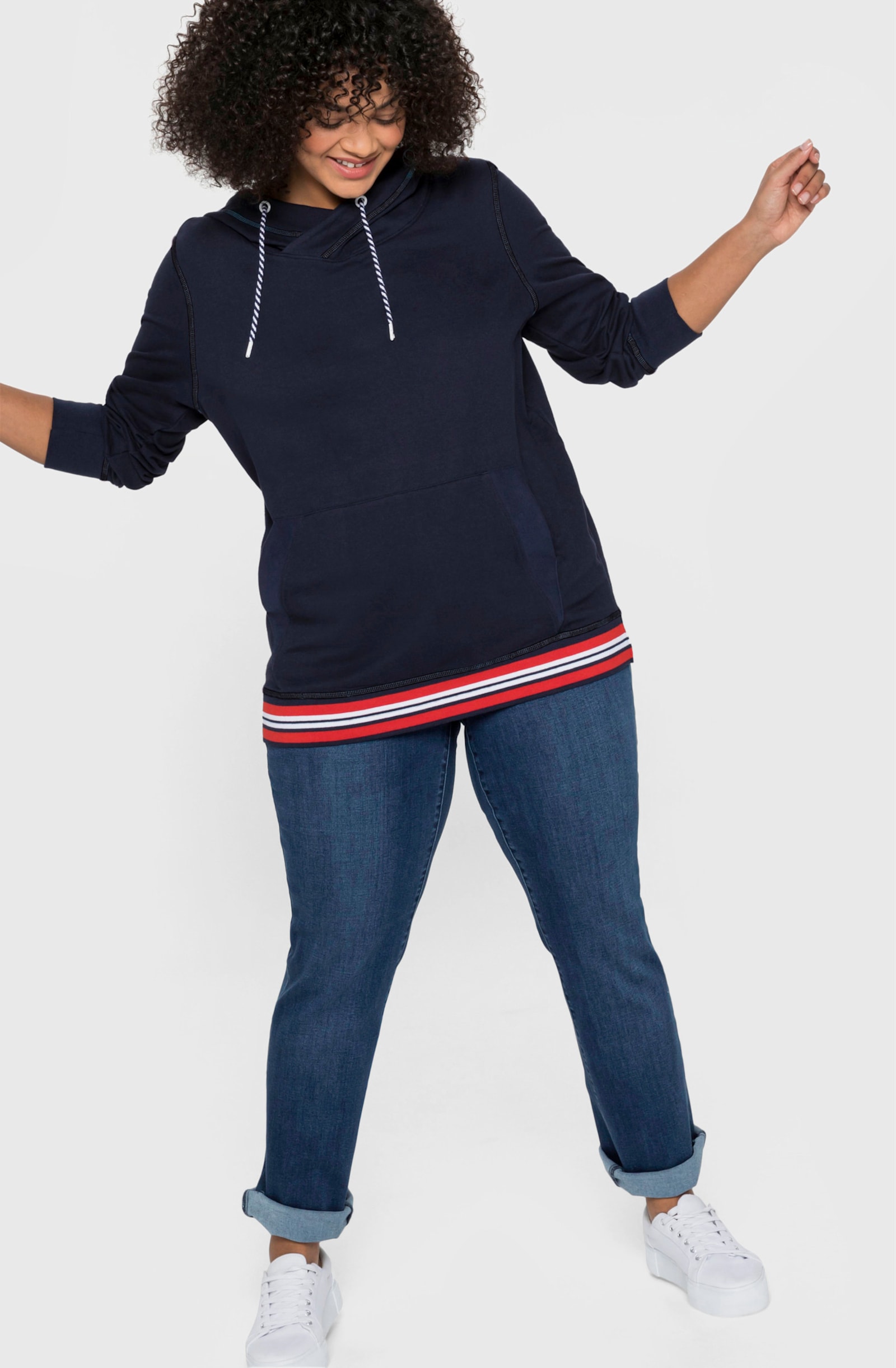 sheego Rechte jeans voor stevigere bovenbenen - dark blue denim