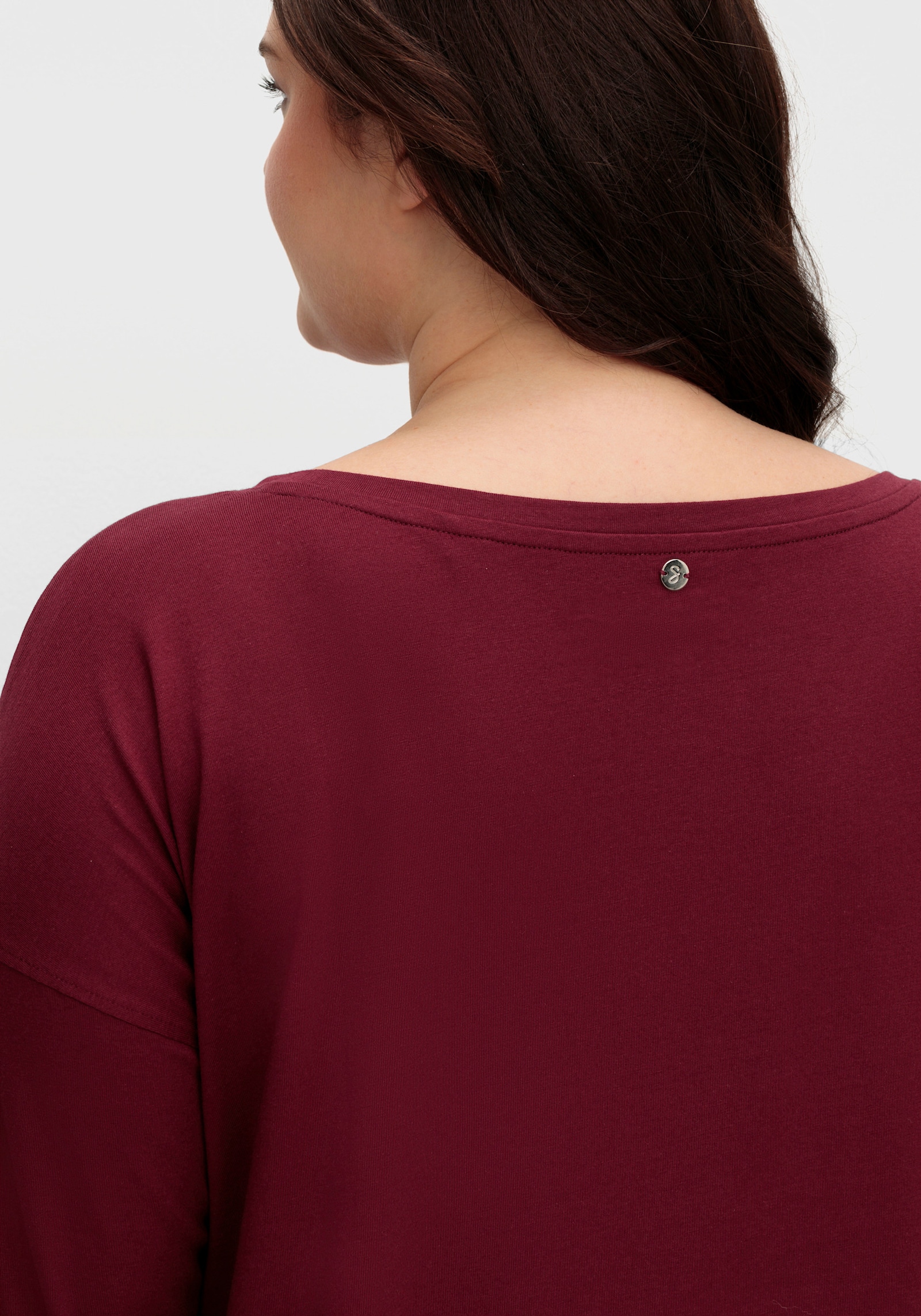 sheego Oversize-Shirt mit Wordingprint - weinrot