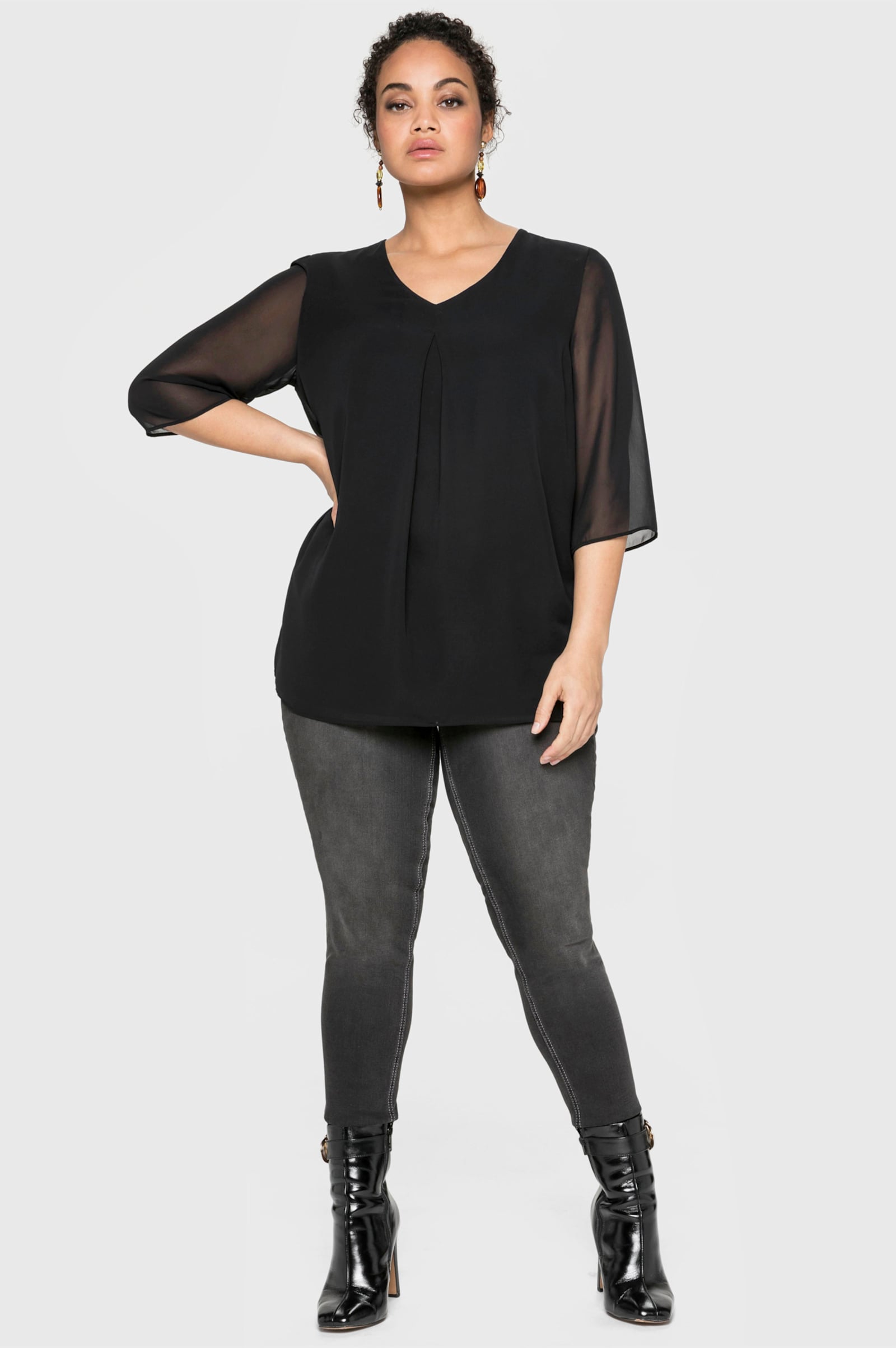 sheego Tunika im Lagenlook - schwarz