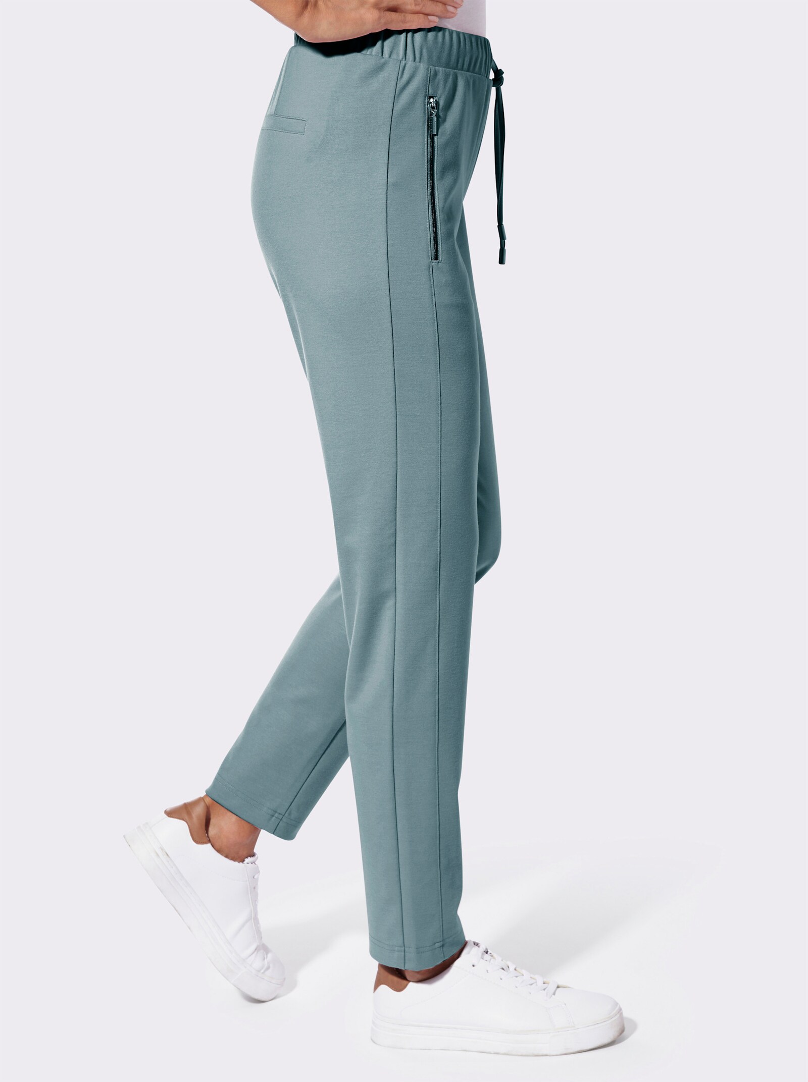 Jerseyhose mit Reißverschluss-Taschen - jade