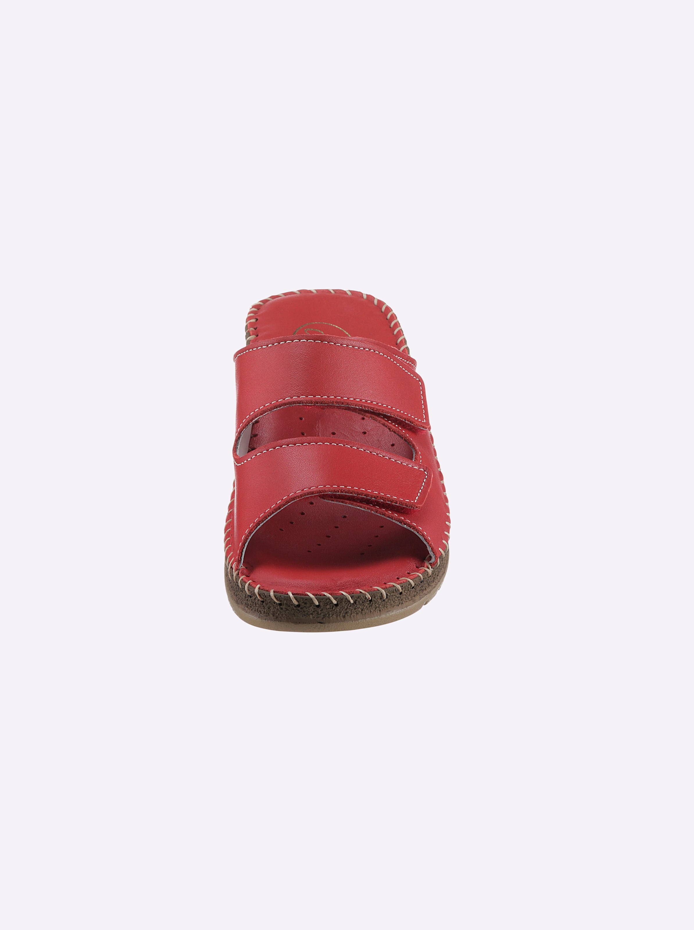verstellbarer günstig Kaufen-Pantolette in rot von airsoft comfort+. Pantolette in rot von airsoft comfort+ <![CDATA[Hoher Komfort für zuhause! Pantolette aus hochwertigem Glattleder mit Handnaht, innen ebenfalls aus Leder. Verstellbarer Klettverschluss. Weich gepolstert. Flexible, 