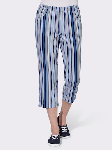 Caprihose aus reiner Baumwolle - jeansblau-gestreift