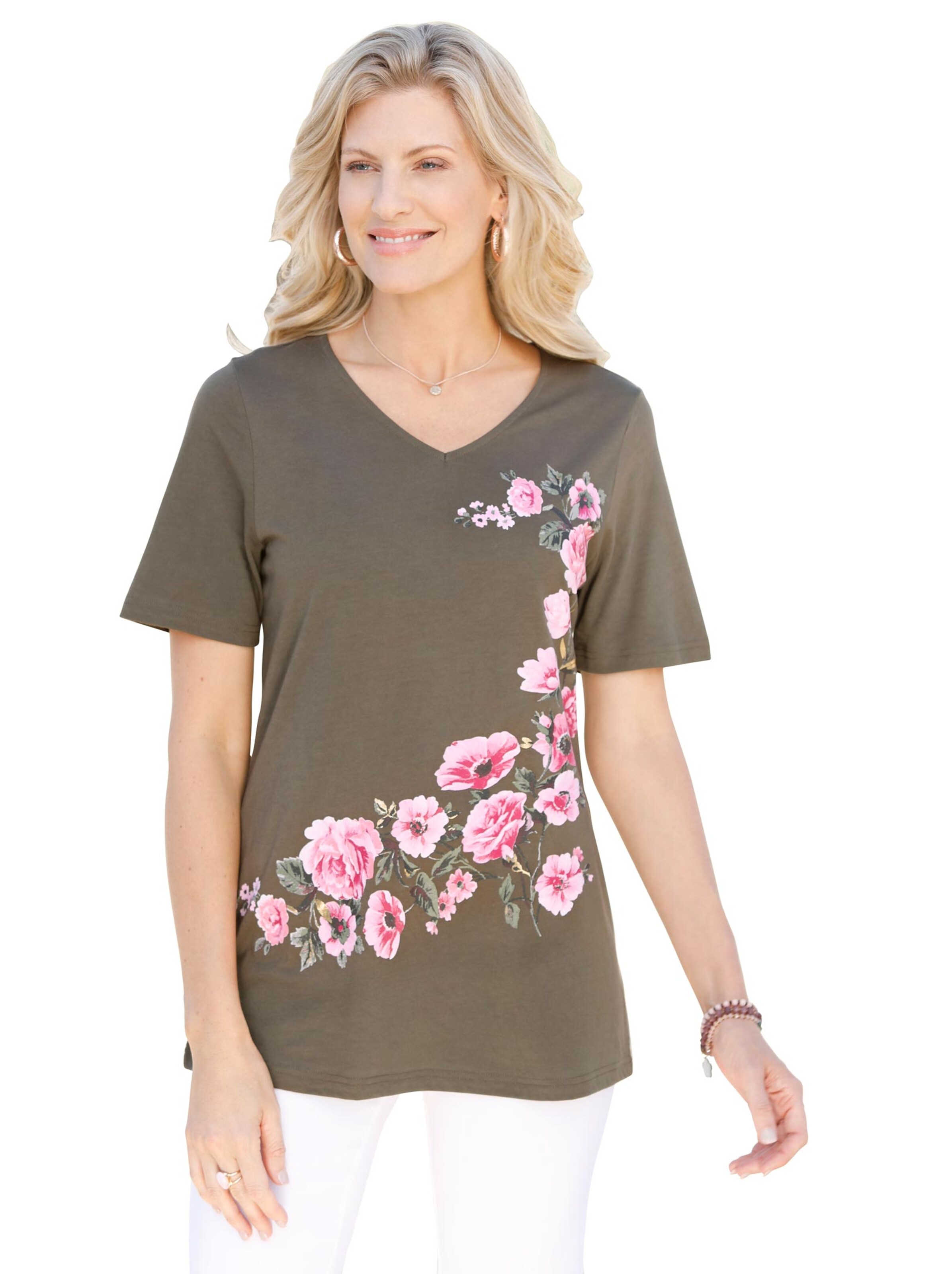 Shirt - khaki-bedruckt